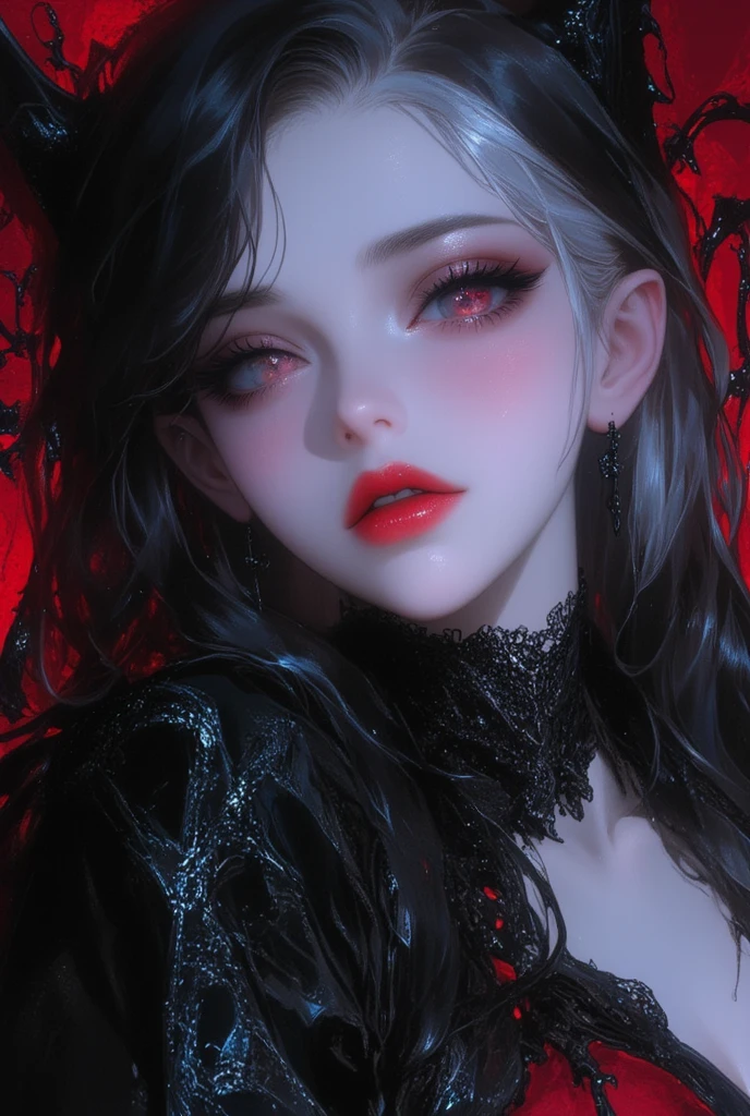 Woman, casual clothing, eyeliner, red lips, NSFW, sperm, salivating, orgasm, closed eyes, background, Surrealism, cinematic lighting, close-up, UHD, ccurate, masterpiece, textured skin, super detail, high quality