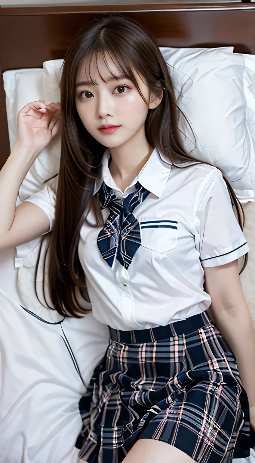 (masterpiece、highest quality、Ultra-high resolution、8k)、colorful、Flat Color、Depth of written border、Lens flare Very beautiful girl、Captivating look、sit cross-legged、Big Breasts,Black-haired、Looking at the audience、School、classroom、Pleated mini skirt、Please take off your uniform、serafuku、Black Pantyhose、Detailed Texture、High-quality fabric、Beautiful and elaborate face、30 year old beauty、Adult atmosphere、Lift up your shirt,、((Sexy panties in full view:1.0))、((Spread your legs wide:1.5))