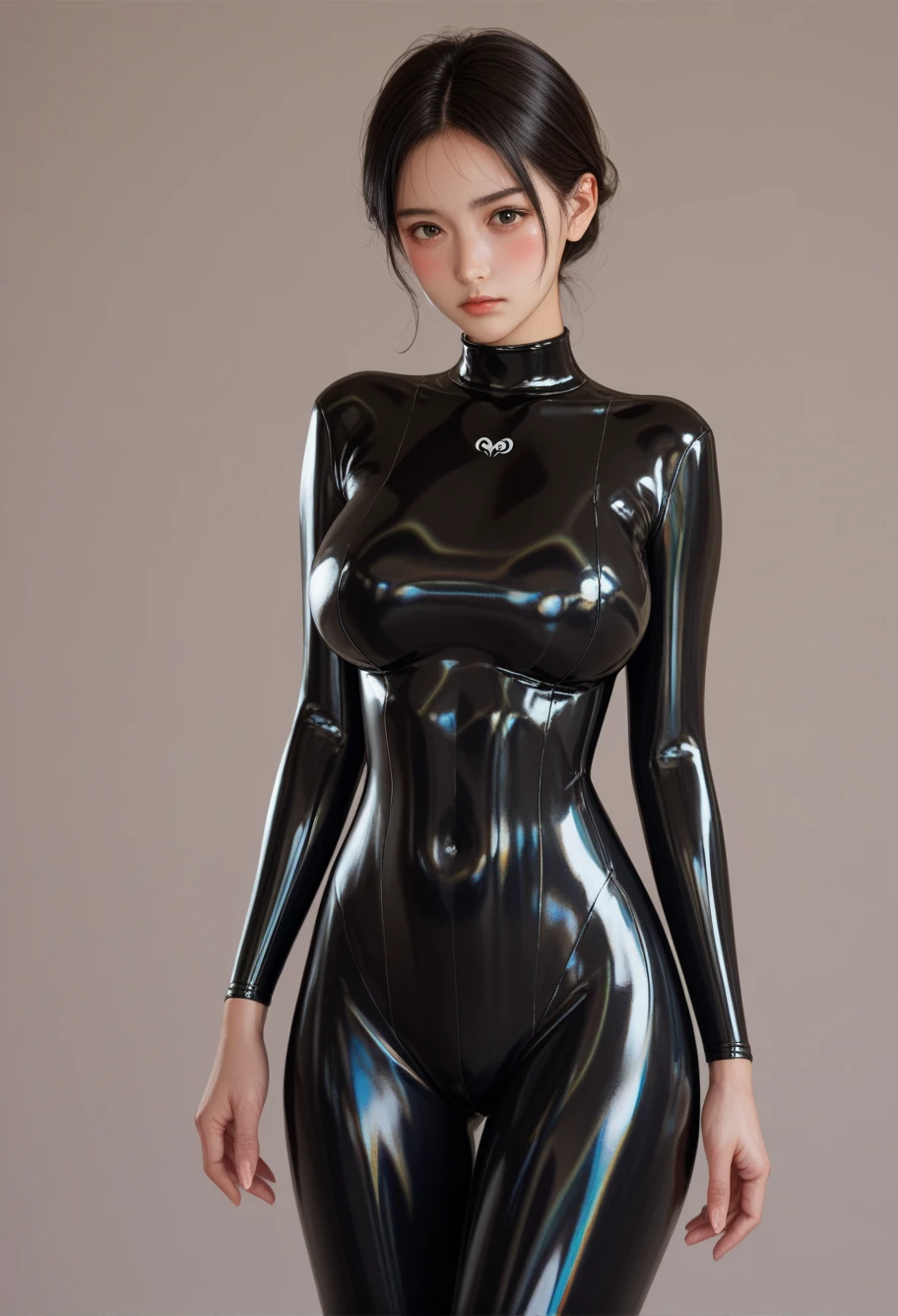 Pretty nerdy Chinese girl, detailed face and eyes, looking at viewer, masterpiece, best quality, shallow depth of field, 8K HDR, huge breasts, 85mm photo, shallow depth of field, tack sharp, (1girl:1.9), 18 years old, , black hair, porcelain skin, short ponytail, 4’9” height, (wearing skin tight leotard:1.6), (showing abs, chiselled abs, shredded 12-pack abs:, abs of steel, shredded abdominal muscle, cut lower obliques, washboard abs:1.7), (slim body:1.2), gorgeous, standing in bedroom, wearing make up, (beautiful feminine face:1.8)