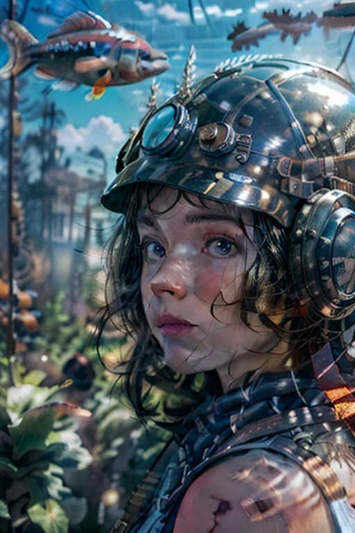 there are many people in futuristic suits with helmets on, style of seb mckinnon, cinematic stillframe, portrait of soldier girl, by Peter Madsen, workers, realistic mechanical details, corrected faces, production photo, by Władysław Podkowiński, matriarchy, zdzidaw