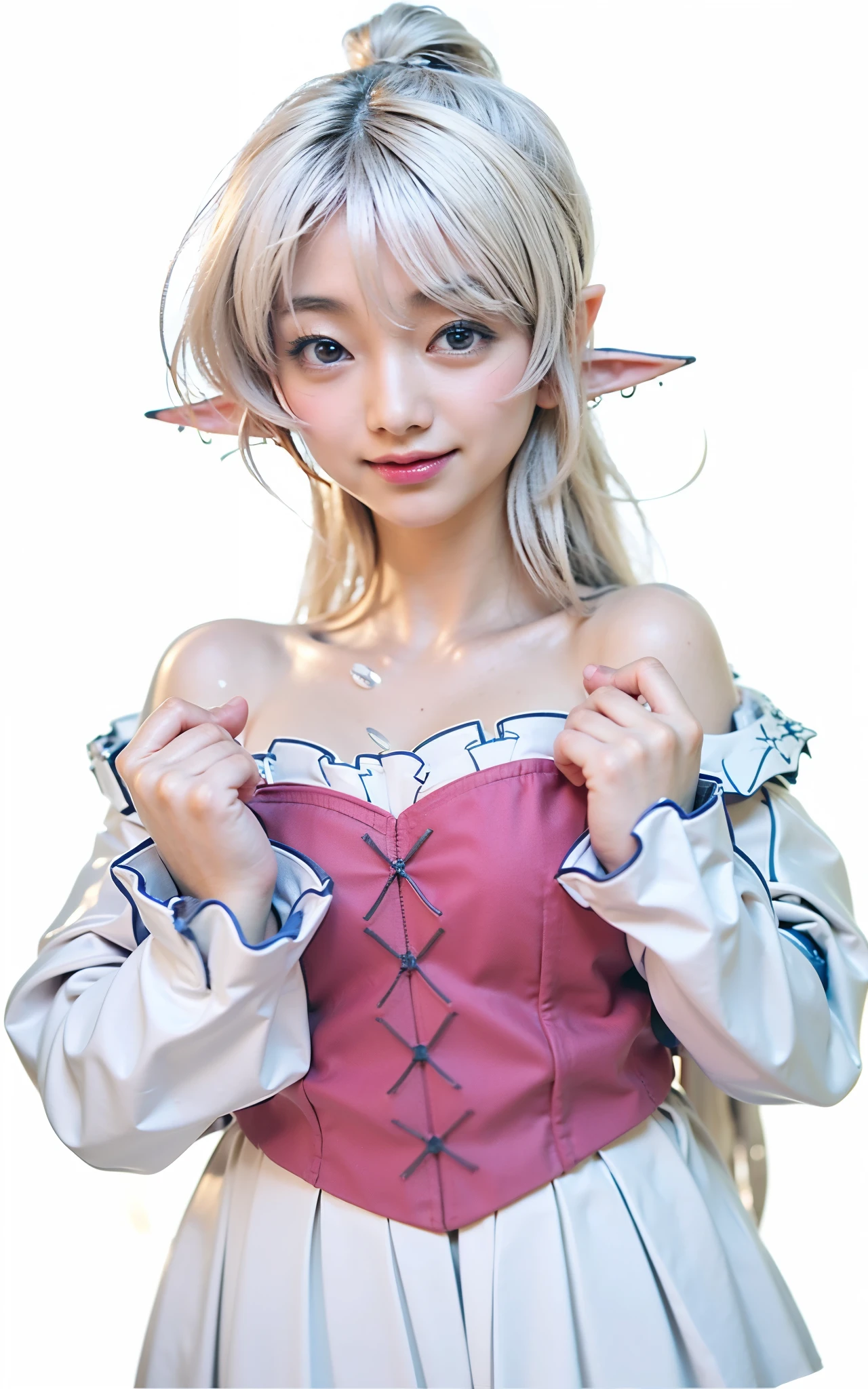 (Completely live action:1.37), (xtremely realistic textures:1.37), (masterpiece, best quality:1.2), (8k uhd, 16k, 32k, ultra high res), amazingly realistic skin, amazingly realistic photo, superrealism, (photorealistic:1.37), (RAW photo), extremely realistic, (extremely realistic all details), (extremely realistic all textures), extremely realistic lighting, extremely realistic shadow, (japanese girl:1.5), ((young face)), smiling, happy, extremery realistic face, extremely realistic skin, extremely realistic eyes, extremely realistic background, extremely realistic detail up, kkw-ph1, ((extremely intricate details, mechanical armor, dark elf, dark skin, elf ear))