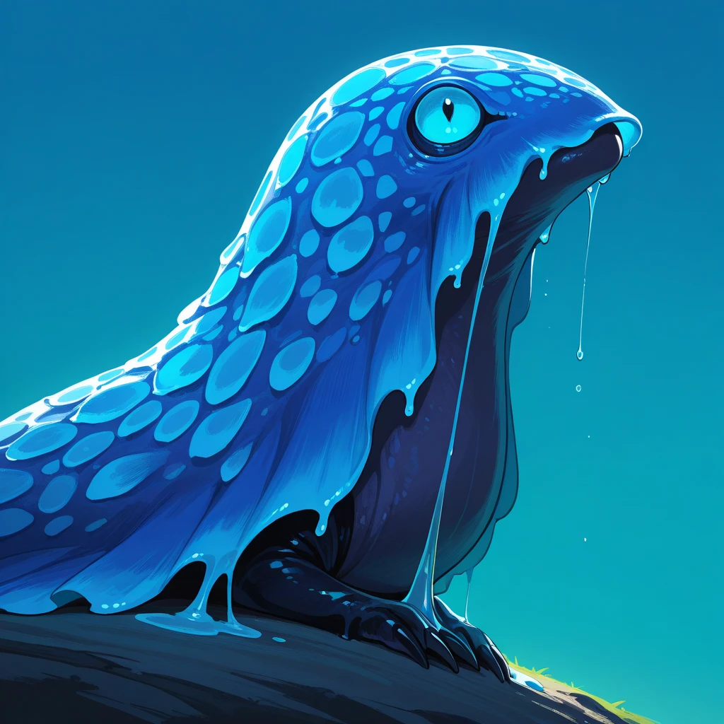 (masterpiece), best quality, solo, Slug Hybrid Aquabeek with blue blue-green sky-blue color palette