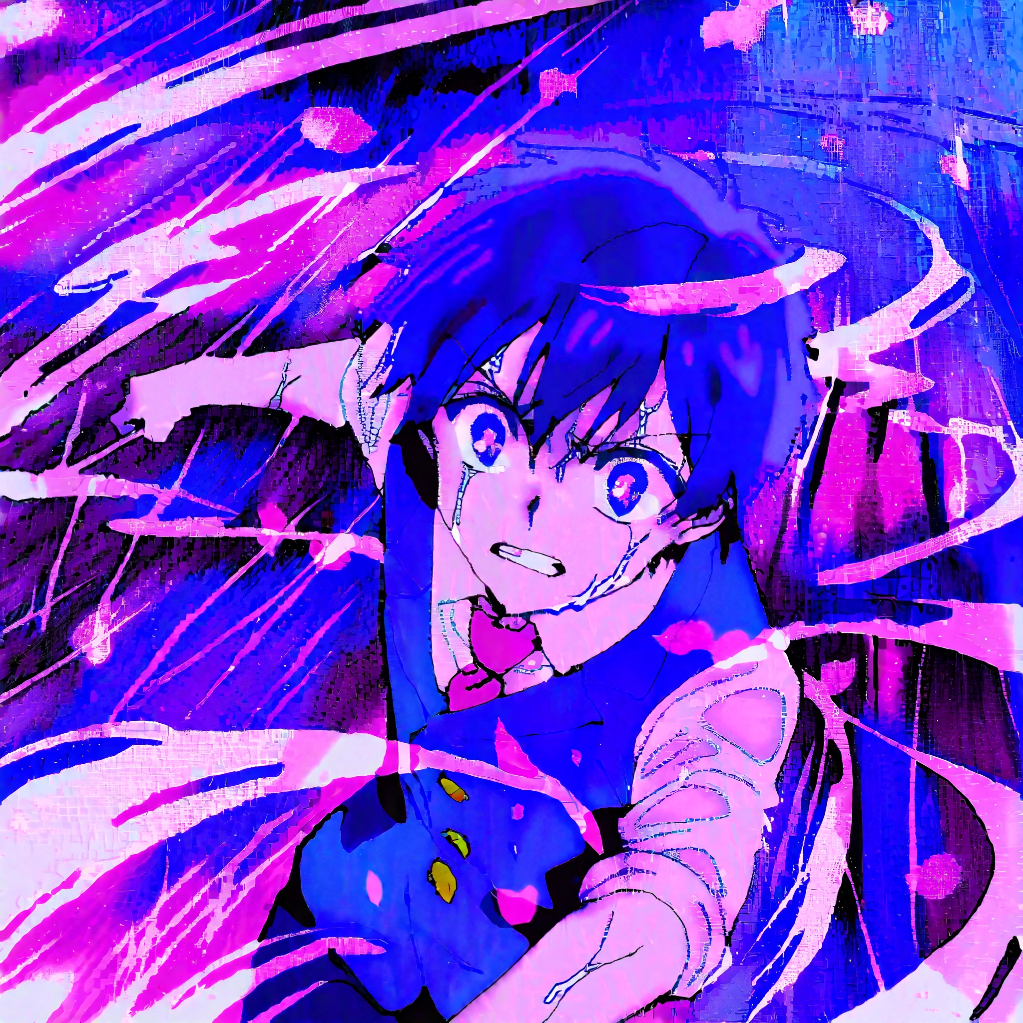 intense rain with speed lines, cyan reflections on wet asphalt, sakura petals swirling in storm, semi-transparent rain curtain,anime-style boy, wet white shirt showing skin tone, flying navy blazer, raindrop reflections in eyes, running motion blur,cel-shading, dramatic rim lighting, glowing raindrop particles, manga screentone background