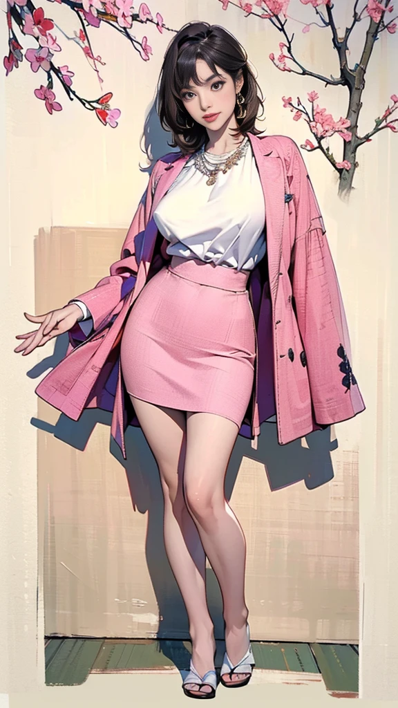 ((best quality)), ((4k)), ((highres)), ((masterpiece:1.2)). ((detailed)), ((ultra realistic)), ((intricate details)), ((full body picture)), ((character design sheet)), ((blank background)), ((standing in a blank background)), ((warm mood)),((convidative mood)), a full body shot of a beautiful irish female, ginger woman, ginger beauty, rosy white skin, ((emphasis on her rosy white skin)), ((red hair)), short wavy hair, ((short wavy hair)), ((her hair is short)), ((grunge-looking hair)), ((ruffled hair)), ((messy hair)), ((messy bangs)), ((not too bushy hair)), perfect face, gorgeous face, ((vivid green eyes)) detailed eyes, detailed lips, about 5'8 tall, about 25 years old, small-sized breasts, c cup breasts, athletic body, she's dressed in a dark green jeans jacket on top of a dark pink babydoll dress, ((the color of her BABYDOLL DRESS is DARK PINK)), ((the color of her JEANS JACKET is DARK GREEN)), ((HER DARK GREEN JEANS JACKET is on top of HER DARK PINK BABYDOLL DRESS)), ((BARE LEGS)), ((NO PANTS)), ((DARK GREEN JEANS JACKET, DARK PINK BABYDOLL DRESS, BARE LEGS, NO PANTS)), ((OPEN JACKET, SHOWING CLEAVAGE)), ((her dark pink babydoll dress is not a lingerie, but a urban outfit)), she's also wearing pink boxing hand wraps on both her hands, ((PINK boxing HAND WRAPS ON BOTH HER HANDS)), she's also wearing pink sneakers, ((PINK SNEAKERS))
