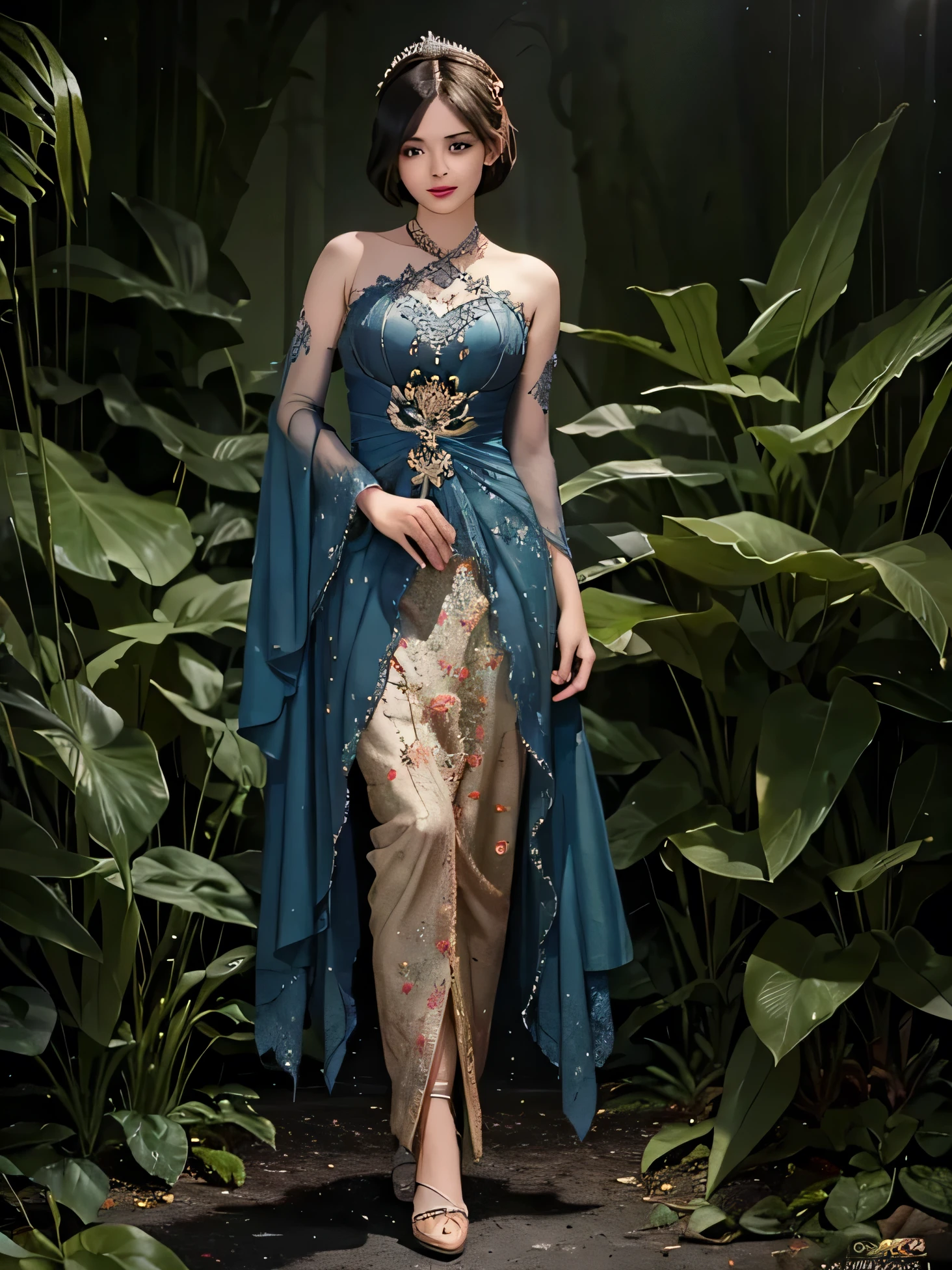 NSFW, (masterpiece, best quality, the most important work:1.5), ultra detailed, high resolution, 16k, the most beautiful face in the world, perfect face, delicate facial features, highly detailed beautiful face and eyes, shiny skin, highly detailed background, elaborately designed, fine cloth texture, perfect anatomy, BREAK, (gorgeous and stunning lady in salon kebaya:1.3), perfect make-up, deeply in love, best smile, full of elegance, ideal body, solo, (full body:1.5), (Marina Bay Sands background:1.3)