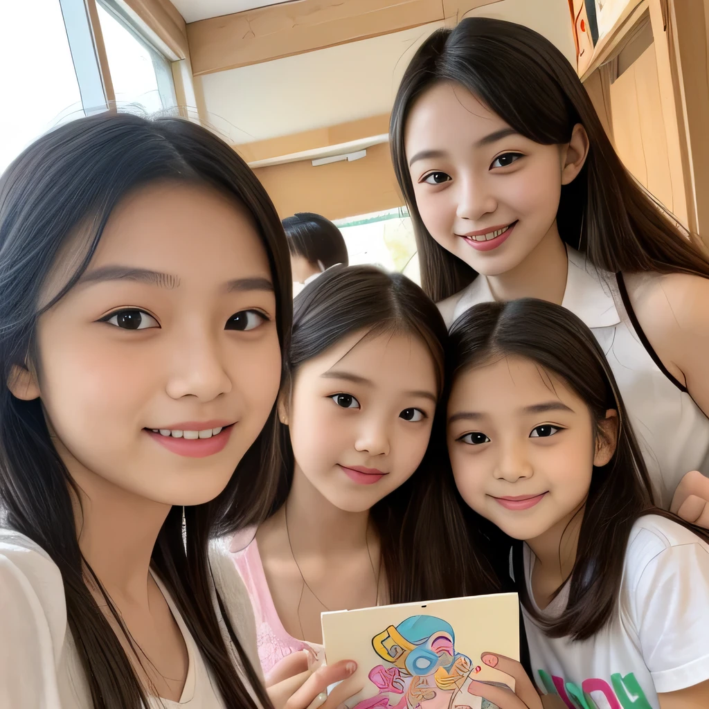 (Completely nakedpretty下着姿)、((Super cute and popular idol、Four super cute, girls in one photo))、(masterpiece).A perfect, beautiful, lovely, captivating 's smile、(( 5 small photos of the whole body of 4 people in high definition in 1))、((Short Hair Idol Pose))、gap、Super popular junior idol、4 small, short idols、whole body、Baby-faced idol、((Comply nalat Chest))、(((Perfect fit in sexy lace underwear)))、(( beautiful))