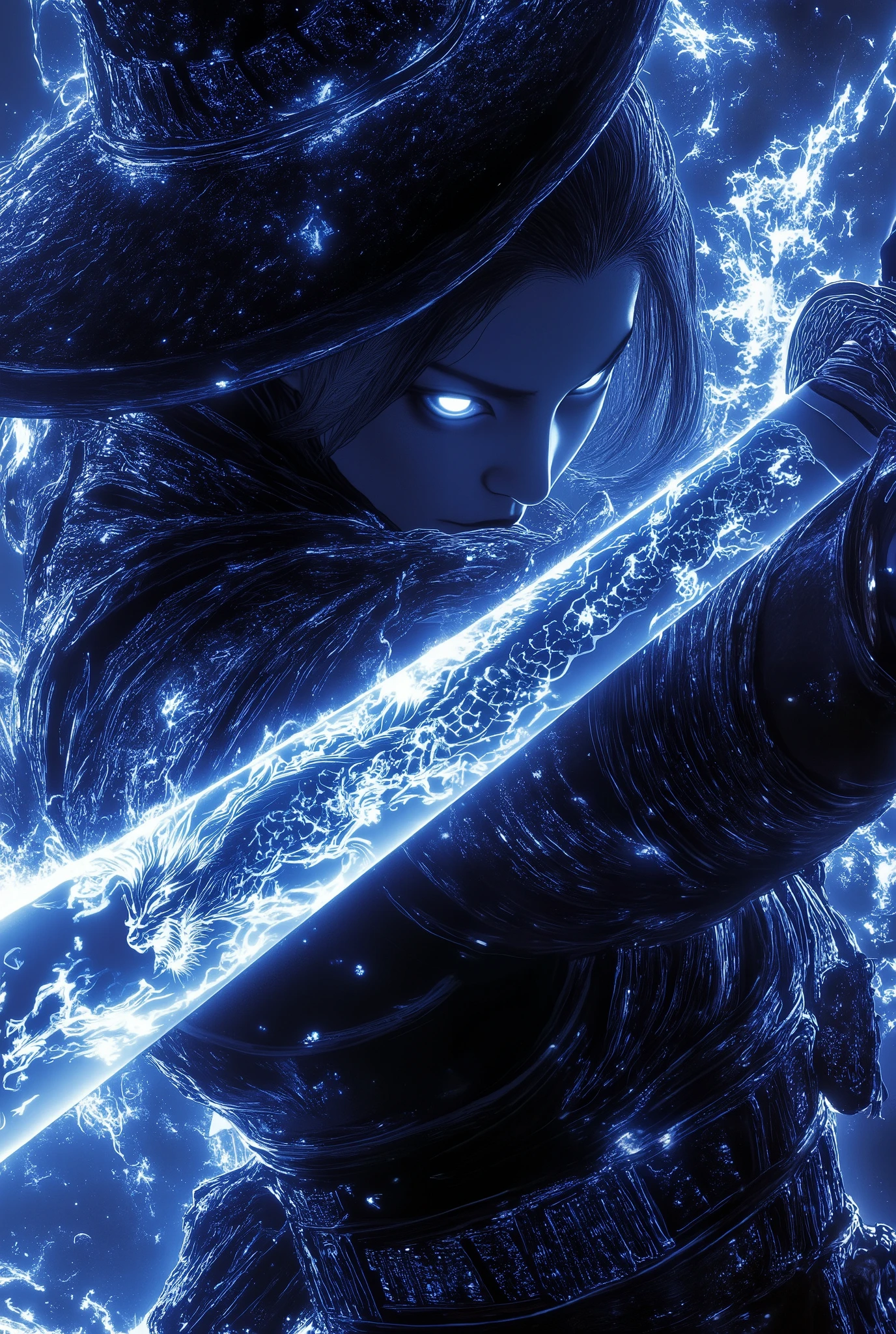 1girl ,megalodon art as a background ,Final Fantasy-like worldview, Tetsuya Nomura-like illustrations, HD , colorful art  ,  3D spray painting  ,Japanese anime style fantasy illustration. Cyberpunk  military uniform. Female cyberpunk style sodian.cross in the eyes,An enchanting pale yellow aura glows around her. Magic sword glowing pale blue. Dragon rune emblem. Adorable Japanese assassin. Full cut hair. Dynamic sword swing. Acrobatic pose. Highly dynamic angle shot. Dynamic action blur. Depth of field. Powerful and piercing gaze. Light and shadow effect. Lens flare glow. 4K, Full HD resolution,