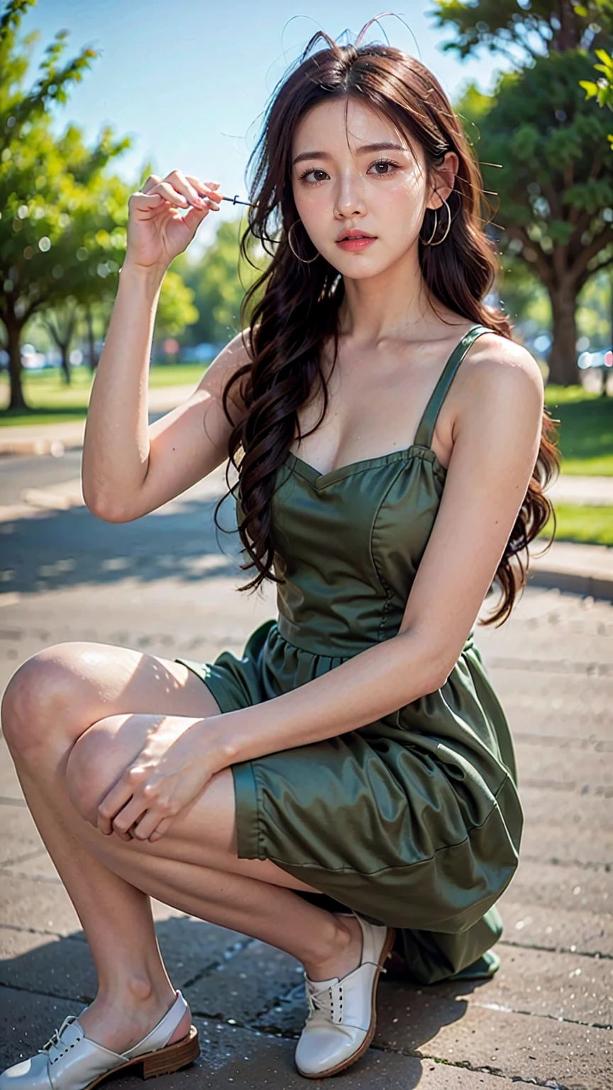 25 years old, farmer sexy girl, 8K, high detailed, green eyes, long hair, cinematic 
