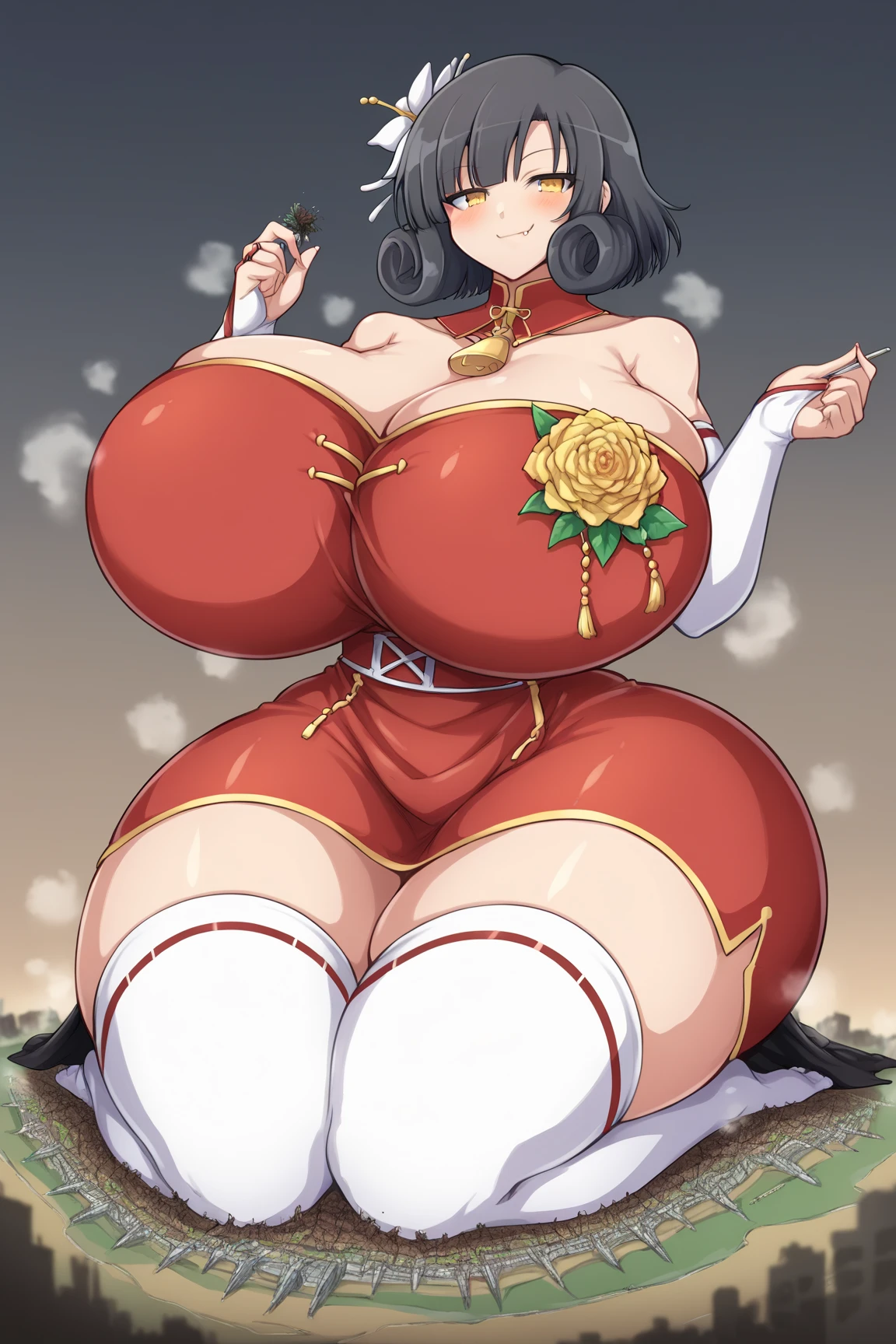 girl, solo, full body, from head to toe, (Huge_Breasts:1.3),
A breathtakingly beautiful garden filled with vibrant flowers, lush green plants, The air is filled with the sweet scent of blooming flowers, and rays of golden sunlight gently filter through the leaves, creating a magical atmosphere,
xiangling \(genshin impact\),1girl,blue hair, short hair, thick eyebrows, hairclip, hair rings, braid, yellow eyes, bow, glove,chinese clothes, sleeveless, bare shoulders, pelvic curtain, belt,