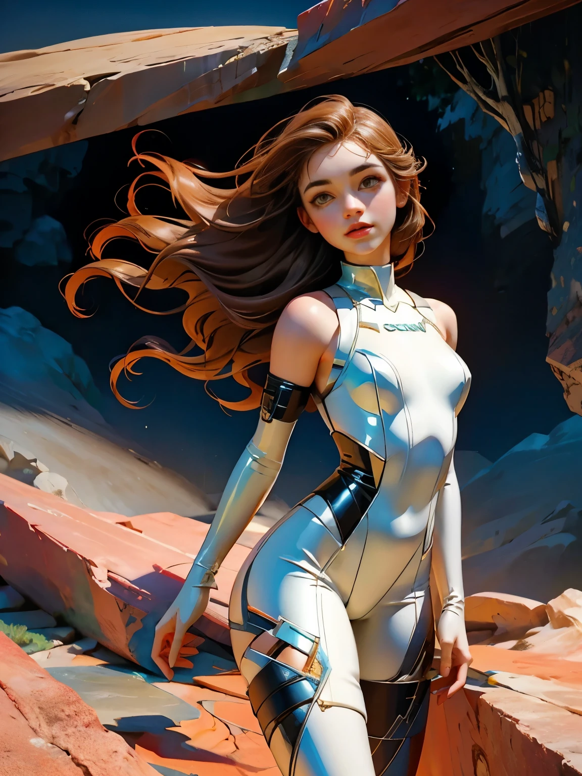 woman wearing white space latex bodysuit、A beautiful 20 year old Japanese woman、Women explore unknown planets、(Rocky terrain :1.6)、 plants I've never seen grow、Greatest Masterpiece、Highest Image、 perfect proportions、 perfect face、beautiful legs big bust、 BIG ASS、3D Images, Fantasy,Science fiction,COMICS,ROMANCE,Drama,cinema,terror,Beleza,fetish,expressive