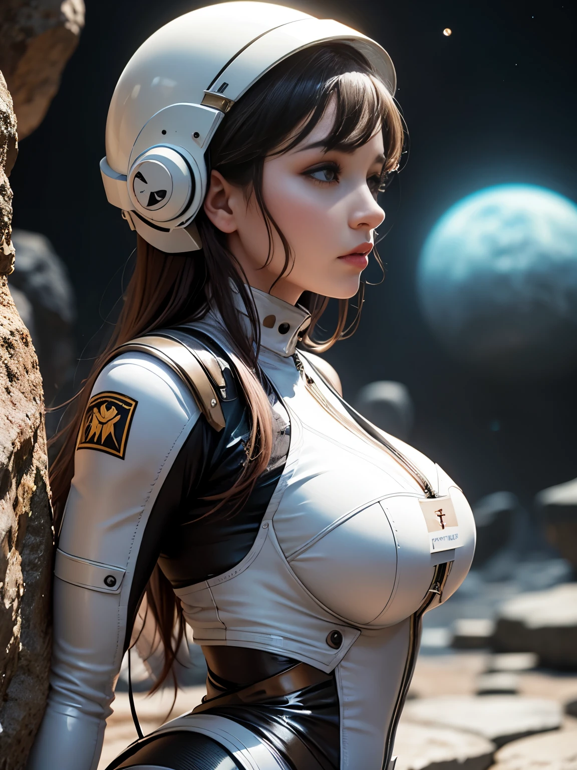 woman wearing white space latex bodysuit、I'm wearing a white space helmet、Among them is a beautiful 20-year-old Japanese woman wearing a white space helmet、Women explore unknown planets、(Rocky terrain :1.6)、 plants I've never seen grow、Greatest Masterpiece、Highest Image、 perfect proportions、 perfect face、beautiful legs big bust、 BIG ASS、3D Images, Fantasy,Science fiction,COMICS,ROMANCE,Drama,cinema,terror,Beleza,fetish,expressive、
Mech4RMOR