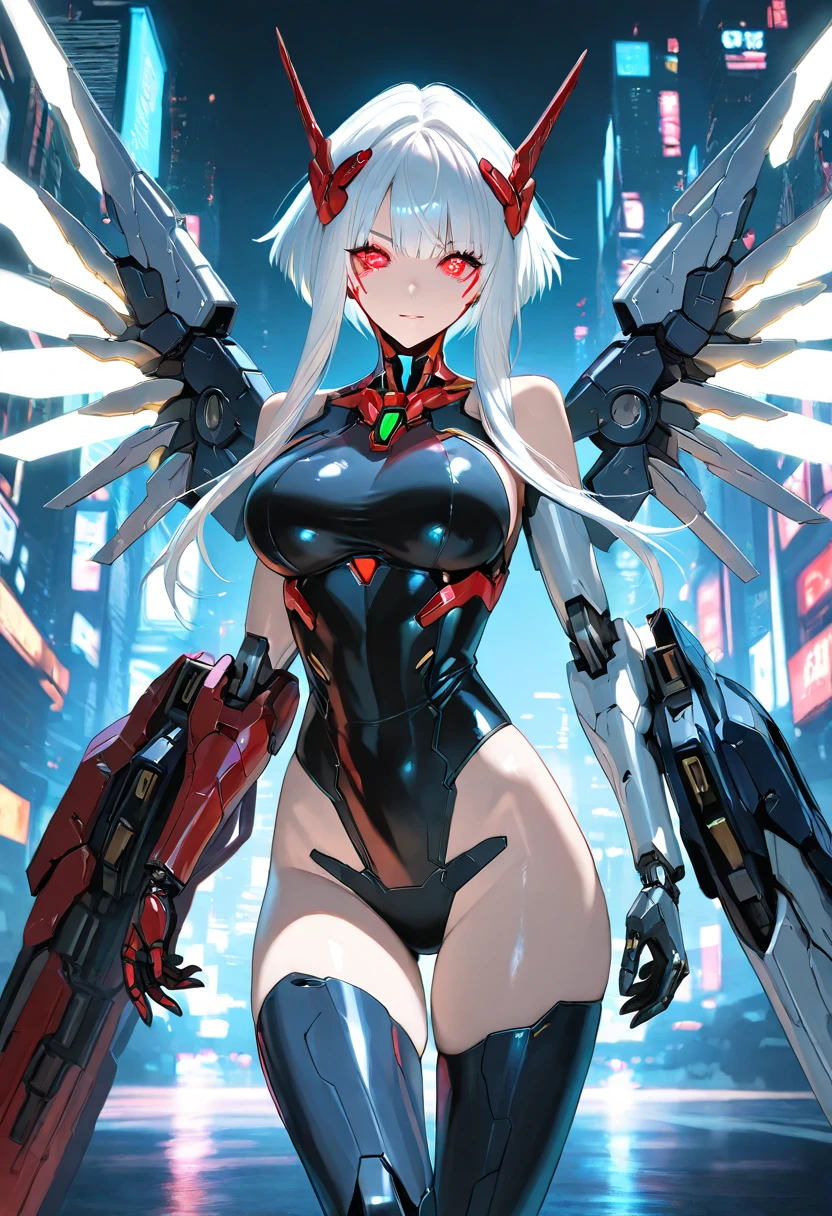 (highest quality)),
((masterpiece)),
(very detailed: 1.3),
ultra HD16k,
NVIDIA RTX,
Super Resolution,
{(japanese young girl)},
((wears a futuristic Gundam mecha)),
(Gundam),
with headgear,
with v-fin , white theme,
((unarmored cleavage)),
((unarmored stomach)),
((unarmored upper arms)),
((unarmored face)),
(unarmored hands),
(unarmored waist),
((unarmored thighs)),
(unarmored ankles),
japanese girl wear light blue and white striped pantie under armor,
battle pose,
cute,
(cute:1.2),
(bob cut:1.3),
三つ編み,
黒髪,
太い眉毛,
薄い色の虹彩,
大きくて輝いている黒い瞳,
長いまつげ,
小さく薄い色の自然な唇,
(Average face of Japanese idols),
(日本人特有の童顔:1.3),
(baby face),
広いおでこ:1.2,
ふっくらした頬,
小さな顎,
visible side boob,
(mechanical wings),
(巨大な武器を持っている:1.2),
特大の盾を持っている,
looking at viewer,
Focus on the eyes, 
destroyed city background,
3D, asymmetric body, 
Rule of thirds,
full body:1.5,
multilayer textureperfect proportions,
octane rendering,
duotone lighting,
Low ISO,
wide aperture,
White balance,
HDR (High Dynamic Range),
Ray Tracing,
Subsurface Scattering,
PBR Texturing,
Post Processing,
Anisotropic Filtering,
Depth of Field,
Maximum Clarity and Clarity,
High efficiency subpixel,
subpixel convolution,
particles of light,
light scattered,
Tyndall effect,with sleek and menacing design,
