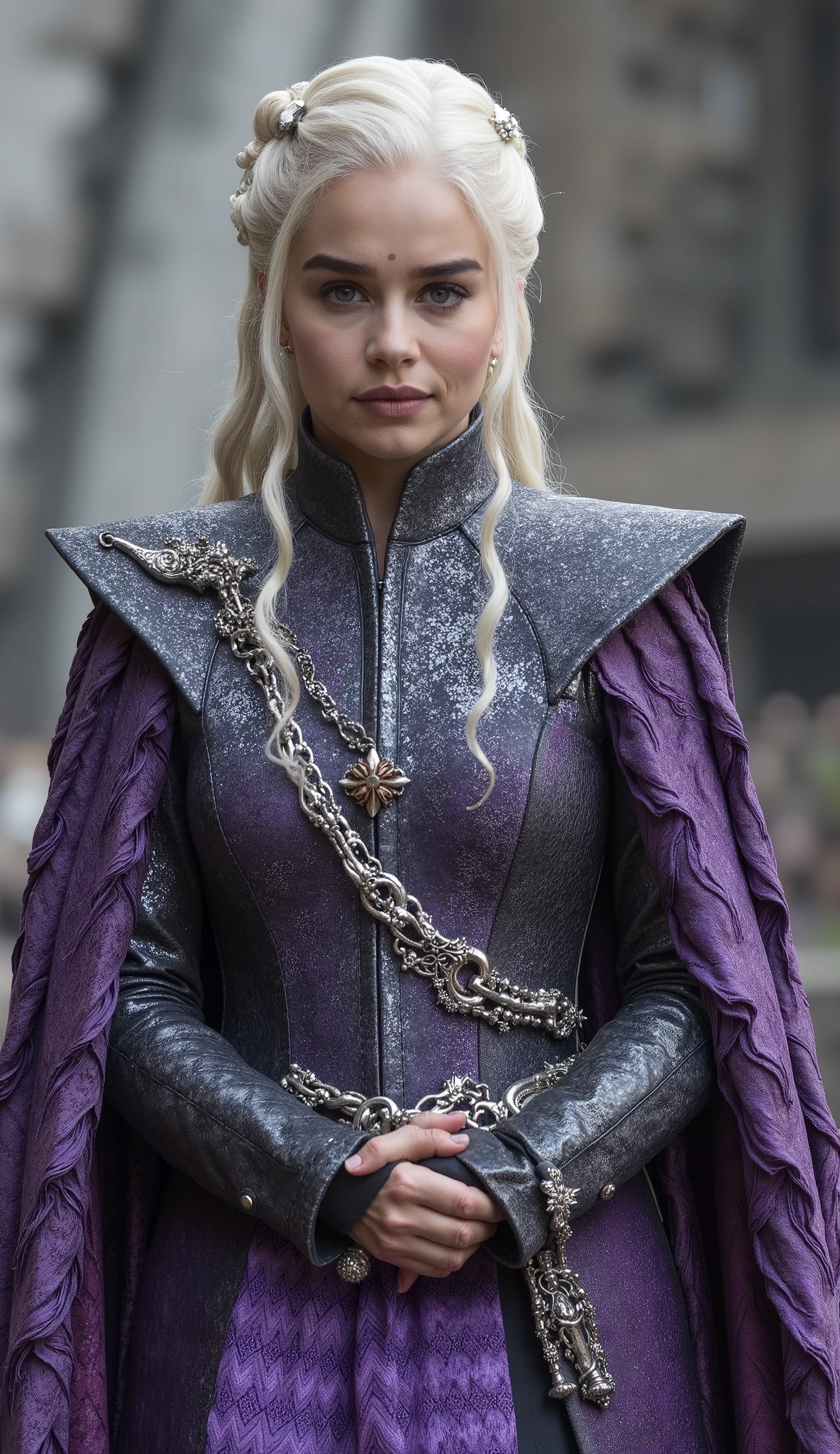 **Emilia Clarke witho Sindel** in Mortal Kombat would be the perfect fusion between **Beleza, royalty and destruction**, bringing her imposing presence and her fierce gaze to the queen of Edenia.
### **visual:**
- **Royal attire in shades of purple and silver**, ornamentado with ** Metallic Details ** that reflect her nobility and her mastery over sonic power. The fabric would be luxurious, but adapted for battle, highlighting its grandeur.
- **long hair, white, silver and loose **, fluindo witho se estivessem sob one encantamento, simbolizando seu poder e conexão with a energia mágica.
- ** intimidating look **, withbinando a **graça de onea rainha** with a **ferocidade de onea guerreira implacável**. Her face would be lightly made up, reinforcing her dominant expression.
- ** detailed armor**, covering shoulders and arms, displaying symbols of Edenia and her absolute power over the kingdom.
- **Dark and ethereal aura**, witho se one leve brilho púrpura emanasse de sua pele, suggesting the supernatural energy that flows within her.
### **scenario:**
Ela estaria em one **trono dand thesos**, with **gusts of wind** Around you, ou em meio a one campo de batalha, with **gritos ecoando In the background**, evidencing her terrible vocal power. The environment would have **dark tones**, with **dense fog and lightning** In the background, reinforcing the feeling of dominance and destruction.
### **Pose:**
Emilia Clarke witho **Sindel** estaria with a cabeça levemente inclinada para o lado, one **cold and calculating smile**, and the **cabelos se movendo with onea energia sobrenatural**. One of her hands would be outstretched, witho se estivesse **manipulating dark energy**, enquanto a outra repousaria em seu trono ou seguraria one inimigo caído.
**Com onea voz poderosa e intimidadora, she would say:**
*"All bow before me… or perish."*
Se quiser onea ** epic image** from this scene, advise me! 👑⚡🔥