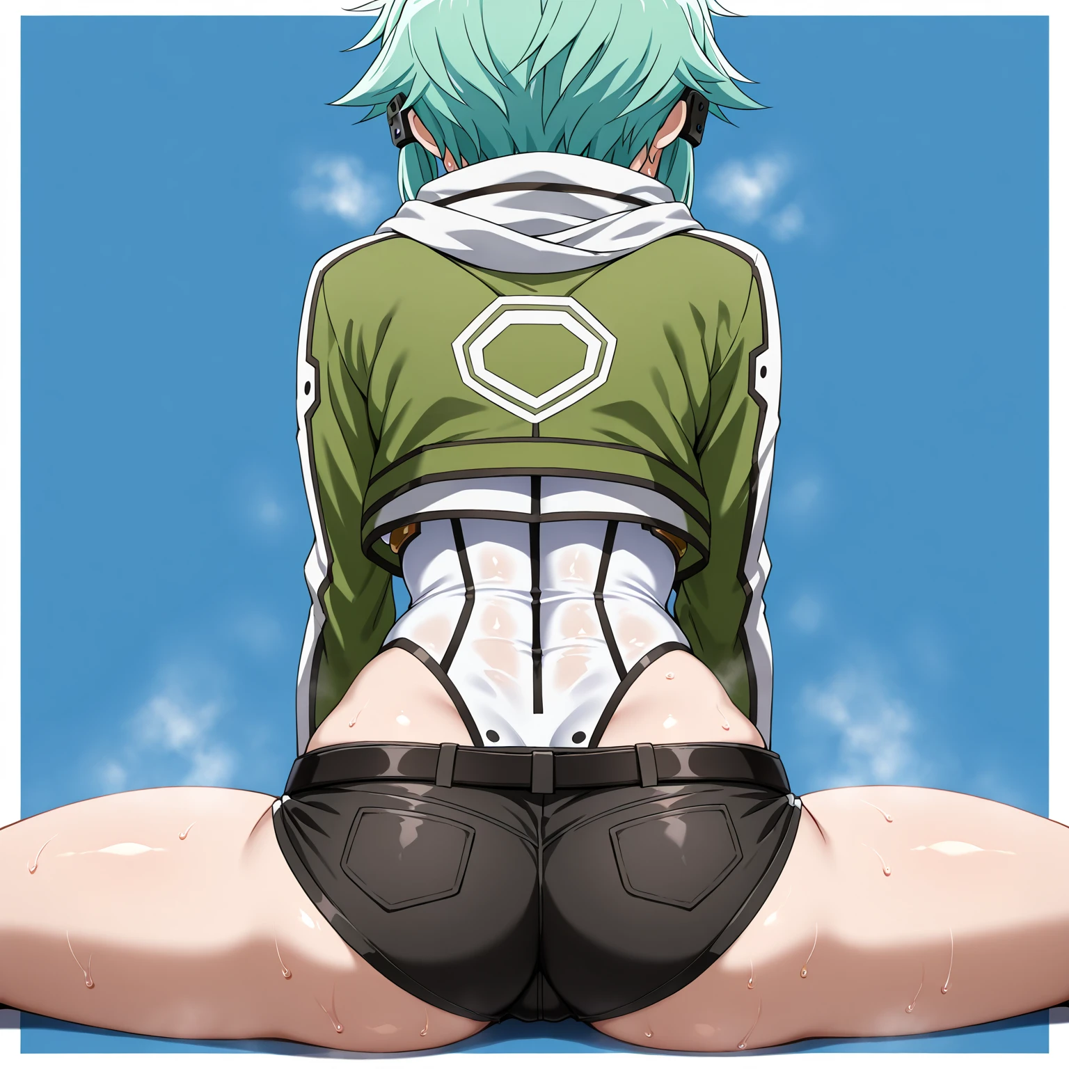 1girl, angry, curly hair, looking at viewer,(beautiful detailed blue eyes), (Persona:1.2),, spread legs,(Satonaka_chie), squatting, (over size Colorful track suit pants),(), line off, smile, (((highlight in eyes))), (((small mat))), (((Narrow gravel road))), (thick outline), Mud road, ((Crouch on a muddy doormat)), (glowing eyes), (((Arch your back))), (from below:1.5), long weeds, (from behind:1.3), blue sky, (A large amount of fallen leaves stuck to the soles of shoes:1.5)