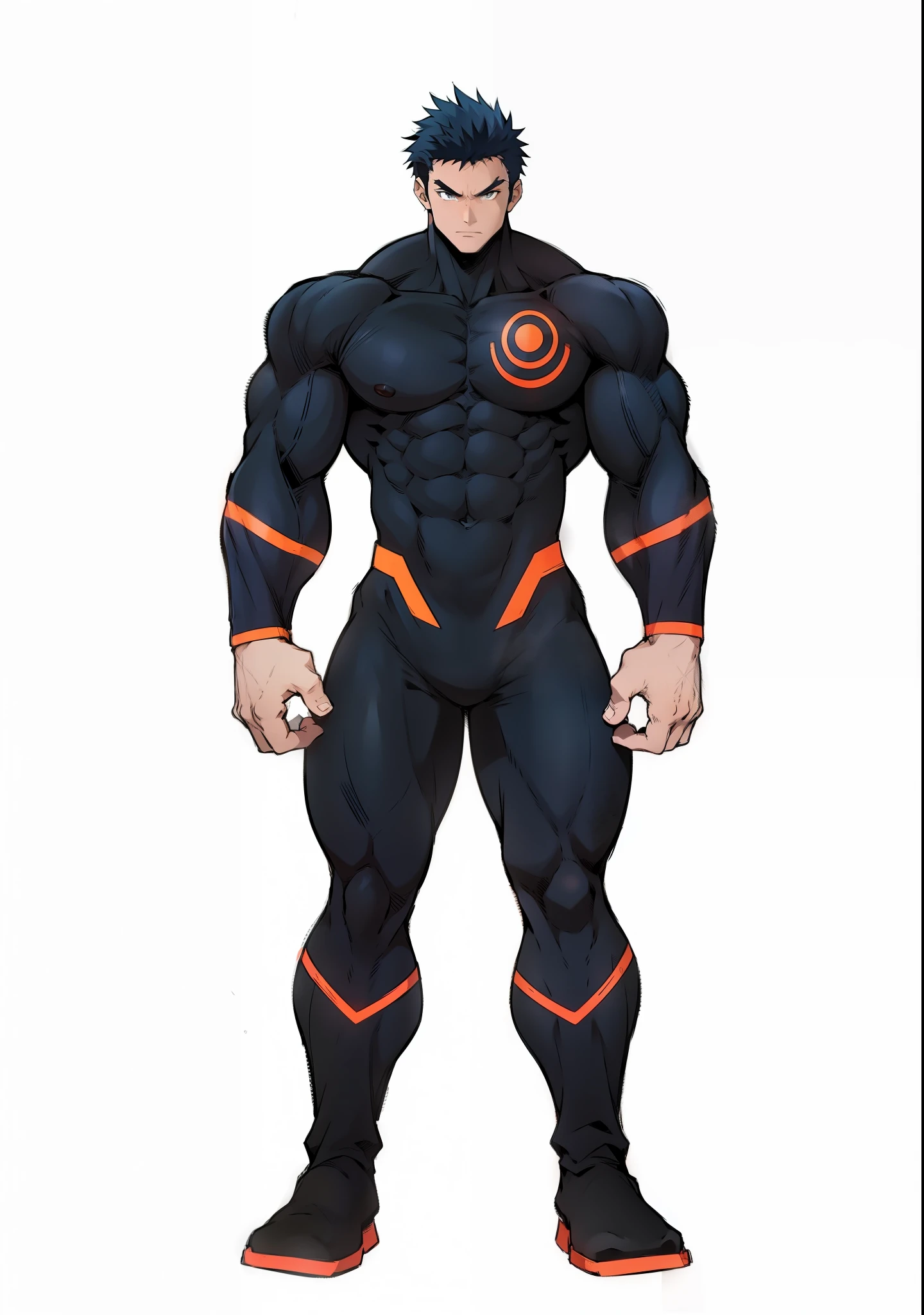 Generate an anime style art image of an extremely muscular character an African American the character must be denominator.