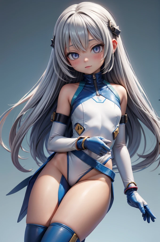 (8k, Anime Style, Highest quality, (from below:2), View your viewers: 1.3), (Fox Girl, Fox Ears, Silver Hair, One Girl, Long Hair, (Alone on the screen, dark skin), High definition:1.6), (Bikini Armor, Less exposure:1.8), (Body measurements are 75-60-75!, Height: 145cm, Young girl body, Small breasts, slender, (Model pose, I can see the valley, bent over):1.9),(美しいface, Delicate drawing, It is written down in detail), Avatar, face, 色っぽいface, Dominant representation, naughty face, Uplifting, Skin Texture, outside, ruins, Ruined City, Broken Building