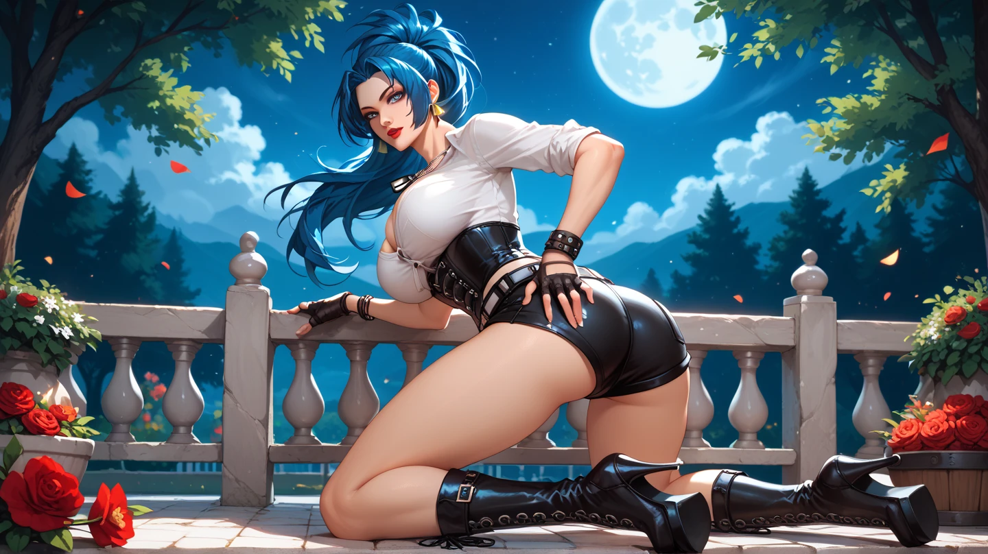 table top, highest quality, 1 girl, (sailor mercury),light blue hair, (black eye:1.2),((Topless))、((bondage))、((embarrassed look))、((full moon))、((Photo from below))、(((thigh high boots)))、((short hair hair))、((black long gloves))、((open your legs))、((black panties))、((Tierra))、((nipple)),(1 girl), chibi, , cute and adorable, ponytails, tiny breasts, (no bra), ((white thin panties)):1.5, ((wet and transparent)), ((very embarrassing)):1.5, very blushing:1.3, lying on back, spread legs, crotch is wet and transparent, front view, looking at viewer