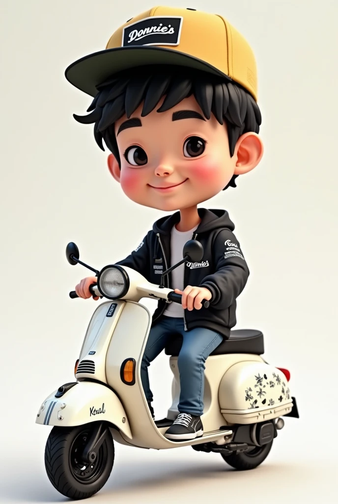 a cartoon boy riding a scooter with a basket on the back, 3 d character, 3d character, 3 d character render, 3 d cartoon, 3d characters, cute 3 d render, 3 d character art, cartoon style illustration, animation character, promotional render, cute cartoon character, cartoon character, inspired by Rudy Siswanto, cartoon art style