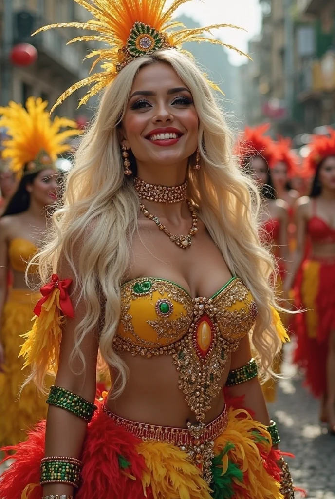 <lora:Jilli@n_$pektre:1> jilli@n_$pektre, Panoramic artistic photo of a beautiful female. Wearing flamboyant detailed pink and gold Bahian attire, Saia Skirt. Cleavage. on the streets of Rio de Janeiro. Brazilian Carnival. Photorealistic, shot in UHD, colorful mosaics, full body bold use of line, large crowd, ultra-detailed costume, detailed eyes, masterpiece, best quality, wide-angle Hyper detailed, best quality, 8k, HDR, Multi-Layered Textures, deep vivid colors.
