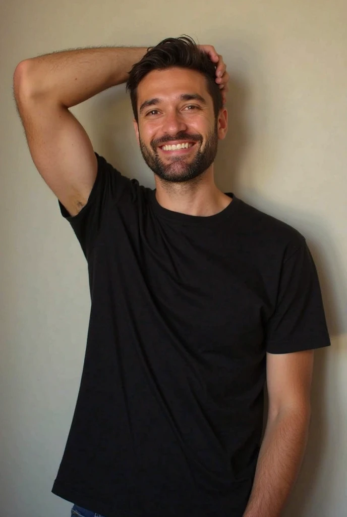 homem, 29 anos, meio corpo, vestindo t-shirt branca sem estampa ((best quality)), ((master part)), (circunstanciado), rosto perfeito