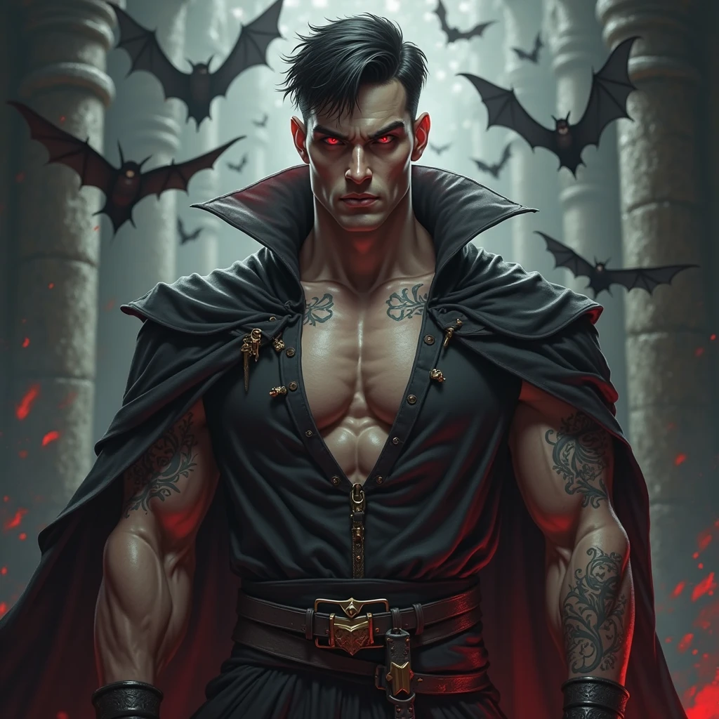 (((intricate design))) (((Top quality))) (((16K))) (((High Definition))) 16K splash art, high-res, ultra sharp, ((masterpiece)), the best quality, expressive eyes, perfect face, Super eyes, perfectly detailed anatomy, (((big pecs))) (((Volumetric lighting))) (((dark shadows))) (((cinematic lighting))) (((1male))) (((muscular))) (((bodybuilder))) (((broad shoulders))) large bulge, cyberpunk, (((mysterious appearance))), Pompadour, straight grey hair, red glowing eyes, glossy plump lips, scary, horror, multiple tongues (((grey skin))) ripped clothing, barefoot, spiders, piercings, lord of spiders, spider deity, moss, (((gothic outfit))) night, cave, multiple eyes, the spider god, demonic, dirty, sweating, moist environment, angry, chaotic, weaving web, Arachne, entangled, chains, web, bound,