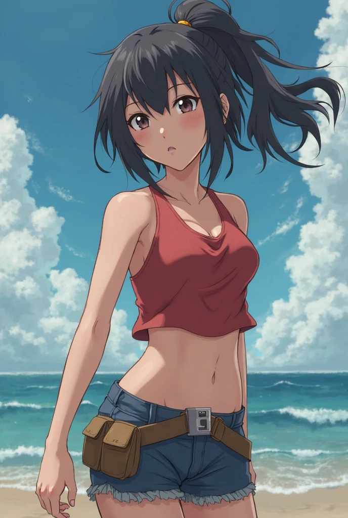 Masterpiece, best quality, very aesthetic, absurdres, create an image of a 2 female anime characters and 1 male character; the heroine, with white long hair, wearing white bikini. the demon lord, with red short hair, wearing red bikini. and the boy, with black short hair, wearing a blue swimming trunk. the boy sits in between both the heroine and demon lord on an outdoor onsen. all depicted in anime comedy shounen art style. shounen anime digital art, expressive shounen anime art, dynamic composition, anime style, highly detailed,
