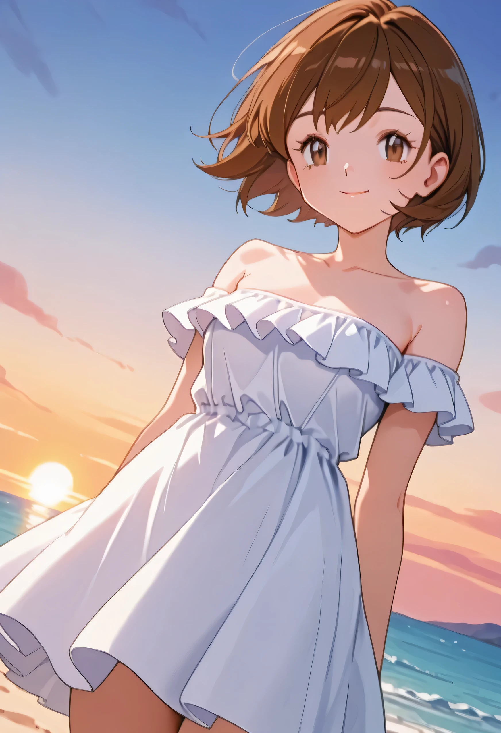 A girl is posing for a photo, cute女の子, Enchanting girl, Anime Girls,
(((One Girl, Baby Face, cute, 16 years old))),
(White sleeveless dress:1.4)、(barefoot), ((Straw hat)), Earrings、necklace、bracelet、anklet、
BREAK
(Beautiful Hair, Shiny Hair, Shiny Hair), ((Red hair、Hair blowing in the wind、Curly hair、Shortcuts)),
(Expression of fine eyes, Beautiful and delicate eyes, Sparkling eyes, Eye Reflexes, black eye, Slanted Eyes),
double eyelid, Long eyelashes,
(Beautiful Nose,Thin Nose),
(Glossy lips, Beautiful Lips, Thick lips),
(Symmetrical facial features, Perfect Face),
break
(smile、Embarrassed、blush),
(noon、(beach、Go into the sea)), ((wave hands、Leaning forward、whole body))
break
(((highest quality)), ((masterpiece)), (Very detailed), (High resolution), (Beautiful sparkle), (High detail), (Anatomically correct)), ((Realistic)),
(The best CG), Highly detailed art, CG illustration, (16k, 1080p), Oil paints, ((Line art)),