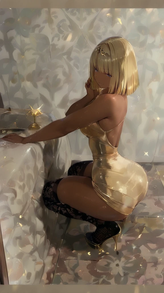 masterpiece, Highest quality, Very detailed, Absurd, Beautiful portrait of Android18DB,nude,Completely naked, blonde,Earrings, jewelry, belt, Bright room,Highest,gloves, necklace,(Backwards:1.5),Waiting for insertion,Kneel,(Place your hands:1.3),(On all fours:1.4),(Give me your ass:1.2),On the bed,