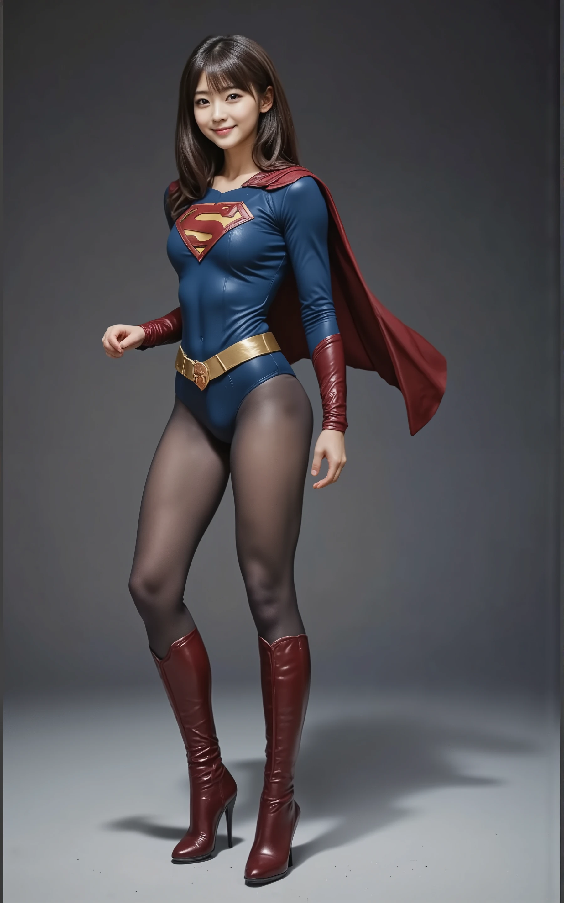 No background、(((Beautiful legs in black tights.)))、(((Legally express the beauty of your smile)))、((((Make the most of your original images)))、(((Body-fitting Supergirl costume)))、(((Supergirl Costume)))、(((Short beautiful hair)))、(((suffering)))、(((Please wear black tights....、Wear red boots)))、((Best image quality、8k))、((highest quality、8k、masterpiece:1.3))、(((Preserve background )))、Sharp focus:1.2、Beautiful woman with perfect figure:1.4、Slim Abs:1.2、Wet body:1.5、Highly detailed face and skin texture、8k