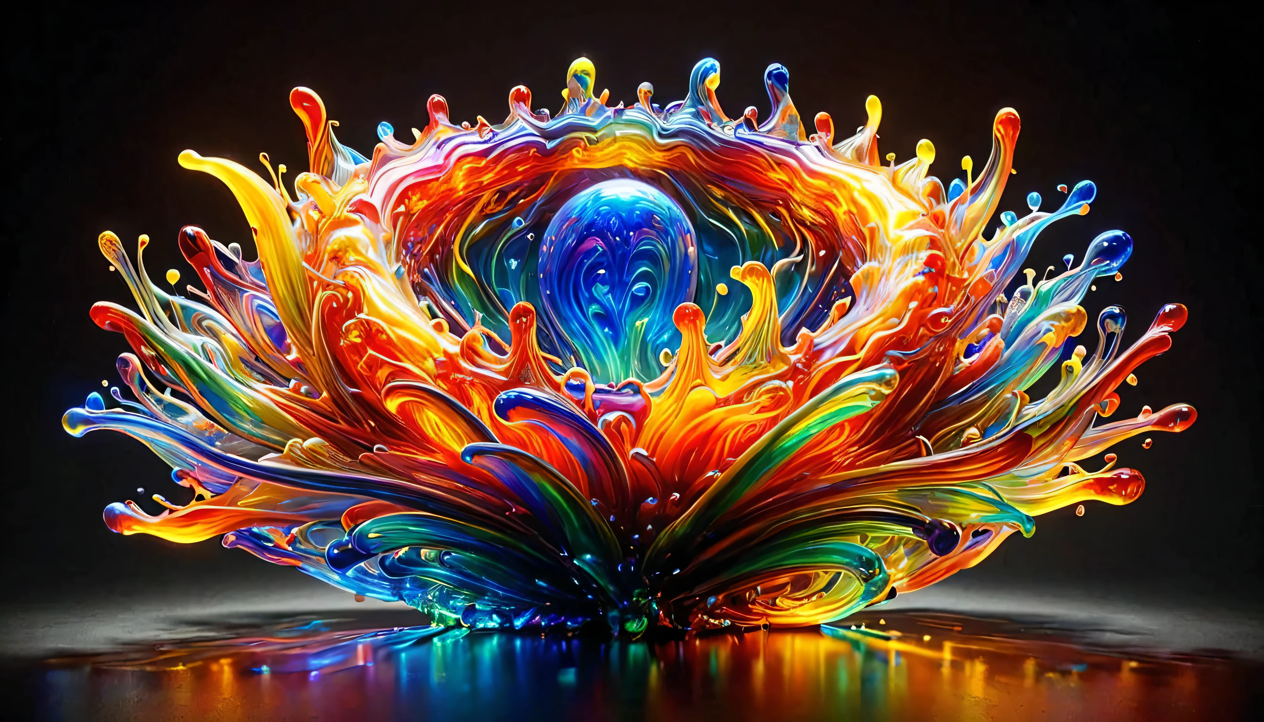an ais-brknlvlmp duel,made of multicolored opal glass,A rainbow-like halo,Glossy,author: Dale Chihuly