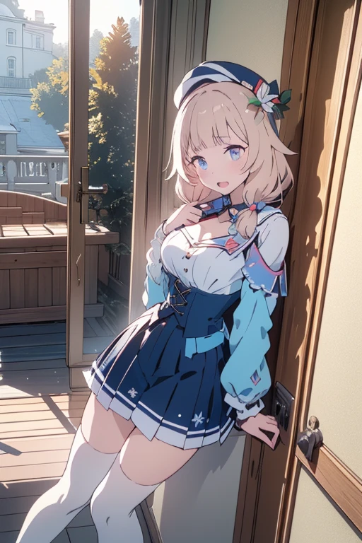 masterpiece, best quality, 1 girl, detailed beautiful face, skirt lift, short hair, waved hair, twintail, blonde hair