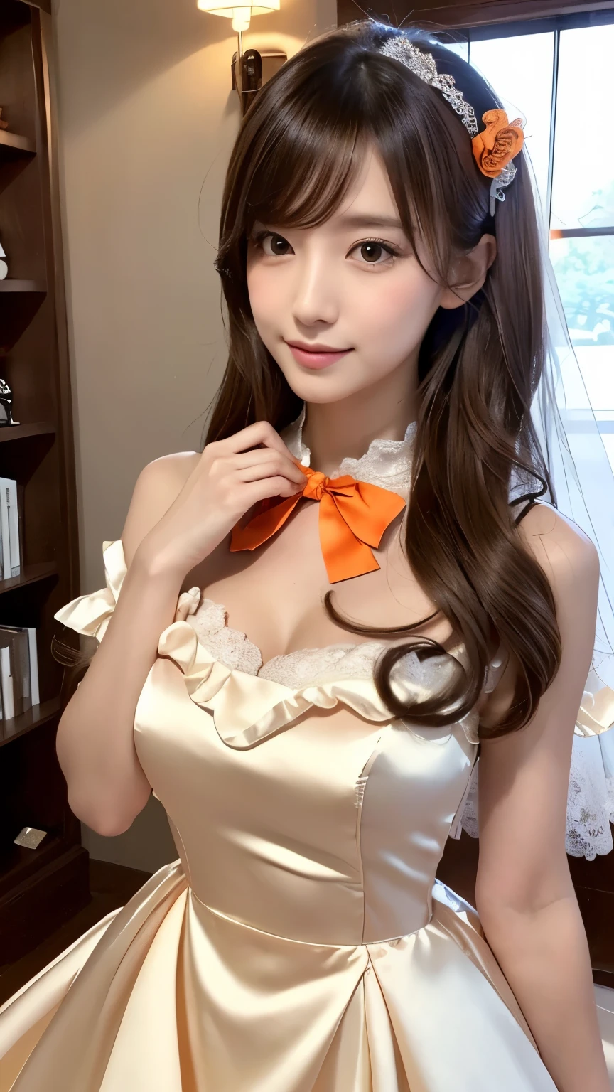 Wearing the most gorgeous maid outfit in the world,Z Cup Big,Sculpture model attracts, (1girl in:1.3)、photos realistic、Photorealsitic:1.4 Official art、ultra-detailliert、Beautiful and aesthetic、Beautiful fece、masterpiece、top-quality、sitted、Spread your legs、Colossal tits、(barechested)、Beautiful skin、The cutest earrings in the world、Cute smile、At the cutest café in the world、The cutest gravure idol pose in the world、The most attractive body in the world、Soft Round Large