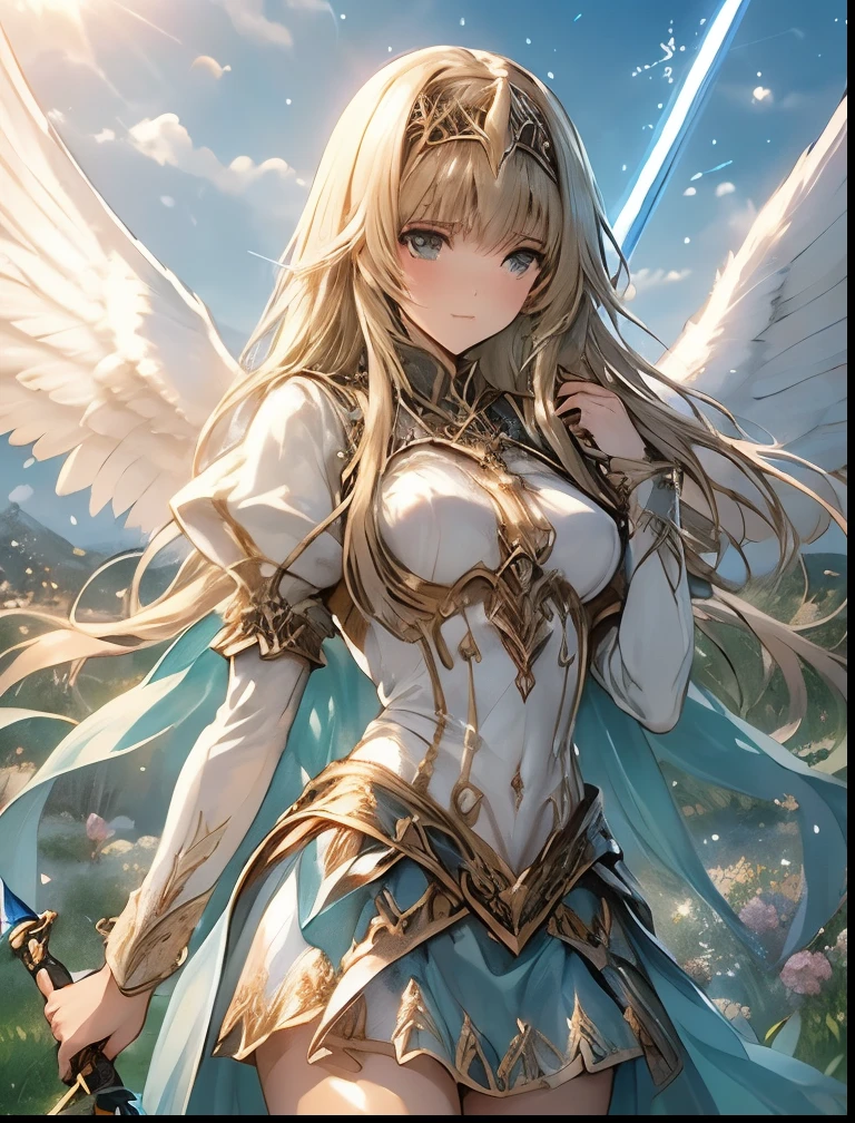 (((SFW、Highest quality、 first class masterpiece 、 Normal body 、8k、 detailed face 、 super precise、 real color 、5refer to、Highest)))、 Valkyrie 、『Valkyrie Profile 2』、Golden Hair 、 long hair、 short、Big Breasts、 slender、 slim、 Navel Exposure 、Pink Heart Dirty Print on Navel、Muscle Exposure、Half naked、Nipple See-through Ultra Thin Transparent Pure White Dress、Ultra Thin Transparent Pure White Mini Skirt、 slave iron collar 、The Great Sword of Light、Excalibur Landgreese、Heavenly Wings、is embarrassing、Throw a giant spear of light from above、moon、Sky、Aerial、 sacred、Nivern Valestin、Coalescence Goddess
