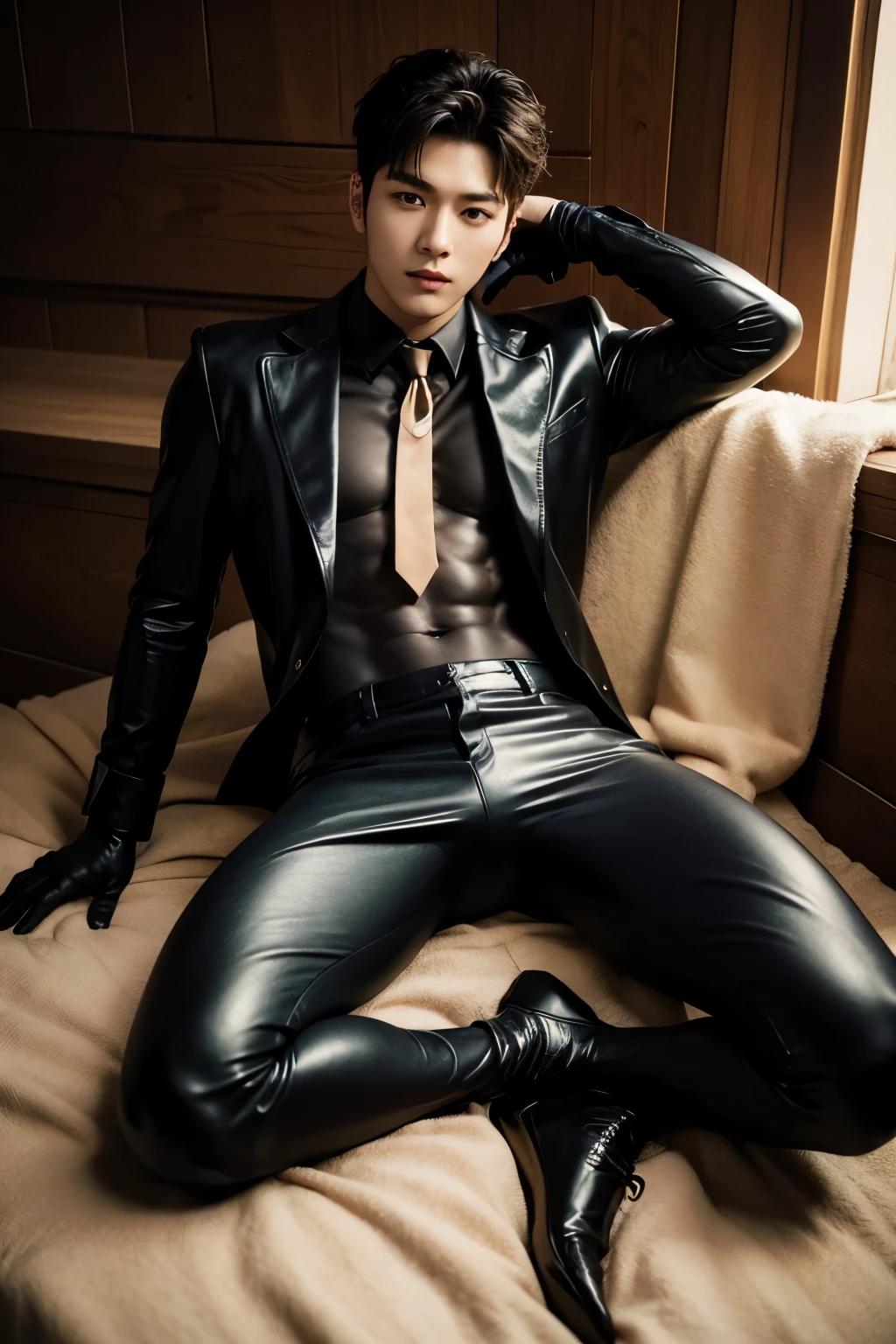 (((best quality, 4k))), (androgynous male robot emperor, his testicles are made of glass, very vulnerable and very fragile, which is critical weakness of his otherwise ideal design)