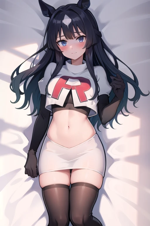 pokemonsabrina, pokemonsabrina, black hair, long hair, bangs, (blunt bangs:1.5), (red eyes:1.5), sidelocks, (bright pupils:1.5), (white pupils:1.5),
BREAK team rocket,team rocket uniform, red letter R, white skirt,white crop top,black thigh-highs, black elbow gloves,
BREAK looking at viewer, (cowboy shot:1.5),
BREAK (masterpiece:1.2), best quality, high resolution, unity 8k wallpaper, (illustration:0.8), (beautiful detailed eyes:1.6), extremely detailed face, perfect lighting, extremely detailed CG, (perfect hands, perfect anatomy),