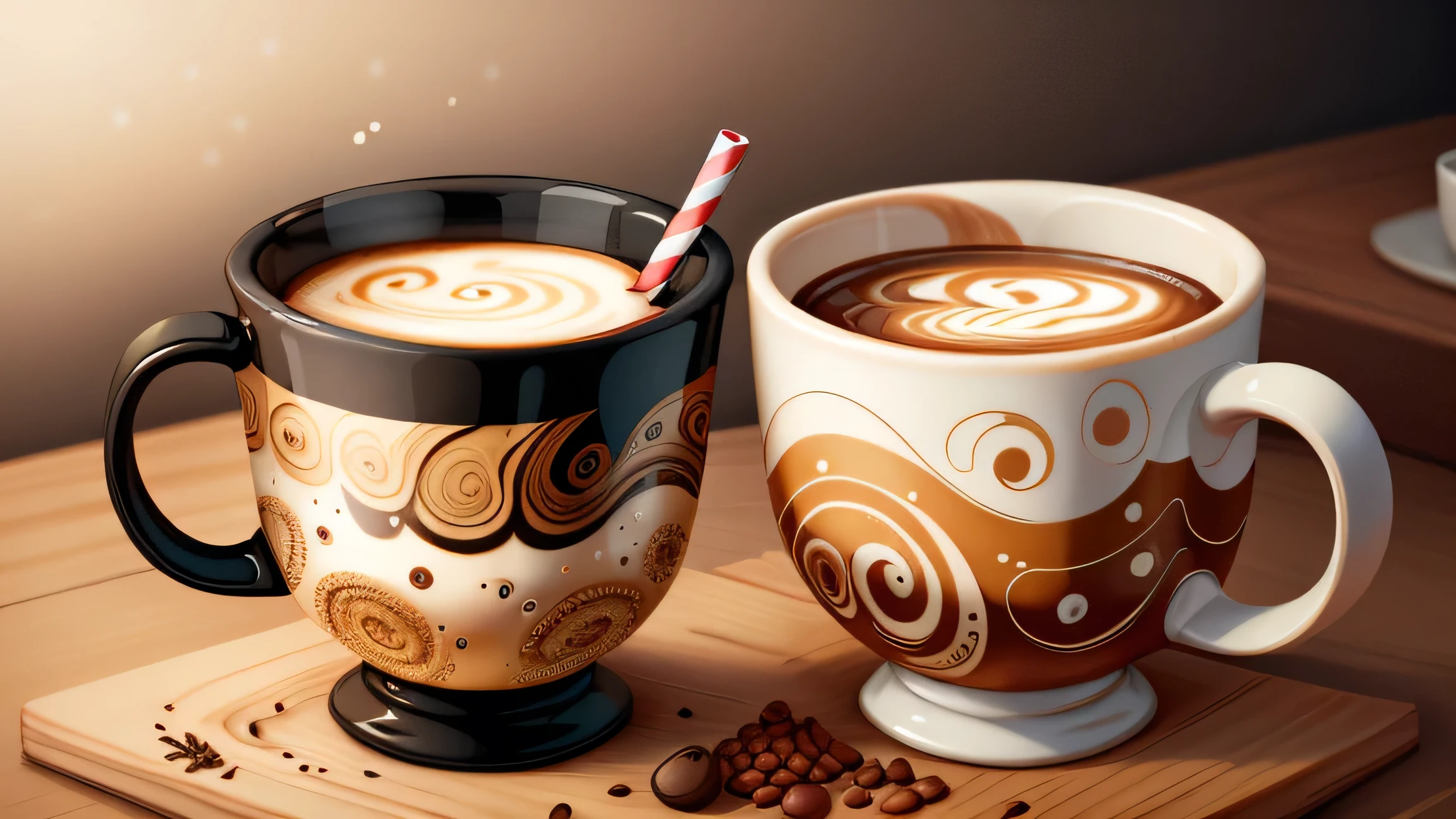 (abstract pattern style drink:1.0) exist (abstract pattern style mug:0.9), Coffee and milk colored granules