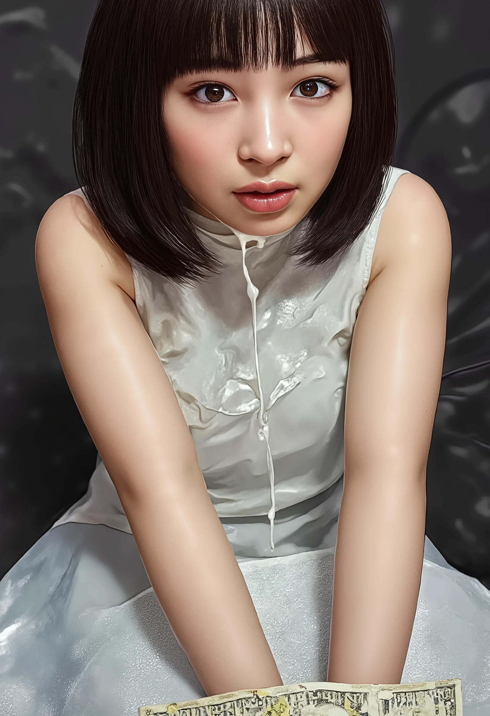  Women with fans are eating white dicks, Completely naked、 Completely naked、   Shooting Location Nipples   、   white skin、 にした  white skinのボブ,Bob perm with bangs  、  beautiful eyes,  Photorealistic, Like in the movies (  bloomers) , 8k,  hyperdetail ,   studio lighting  ,  Dramatic Chiaroscuro ,  movie ,  Moody text  ,   dramatic shadow   , Wide color gamut   ,   vibrant, Oil,  masterpiece,  intricate details ,  super real，whole body、  Painful expression 、Subjective、Ｍ character split、lay the bills on the bed
