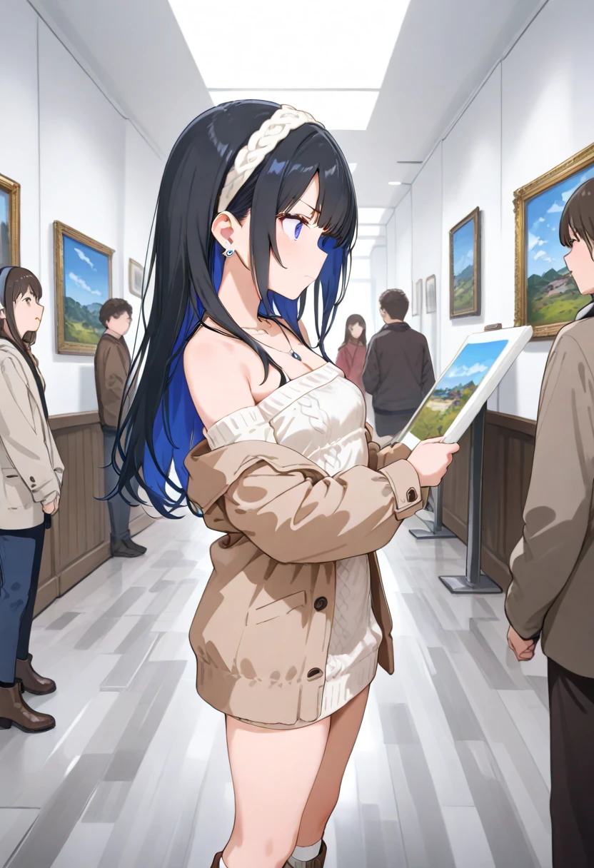(1girl, solo:1.5)Browsing Caution, furuderika, Long Hair, Purple eyes, Blue Hair, Blunt bangs, ,,nsfw , large breasts, nipple, Walking, , ,ShoppingMall, , frozen, wet, ,, Naked, Blind ,Temptation, Blank look, empty eyes