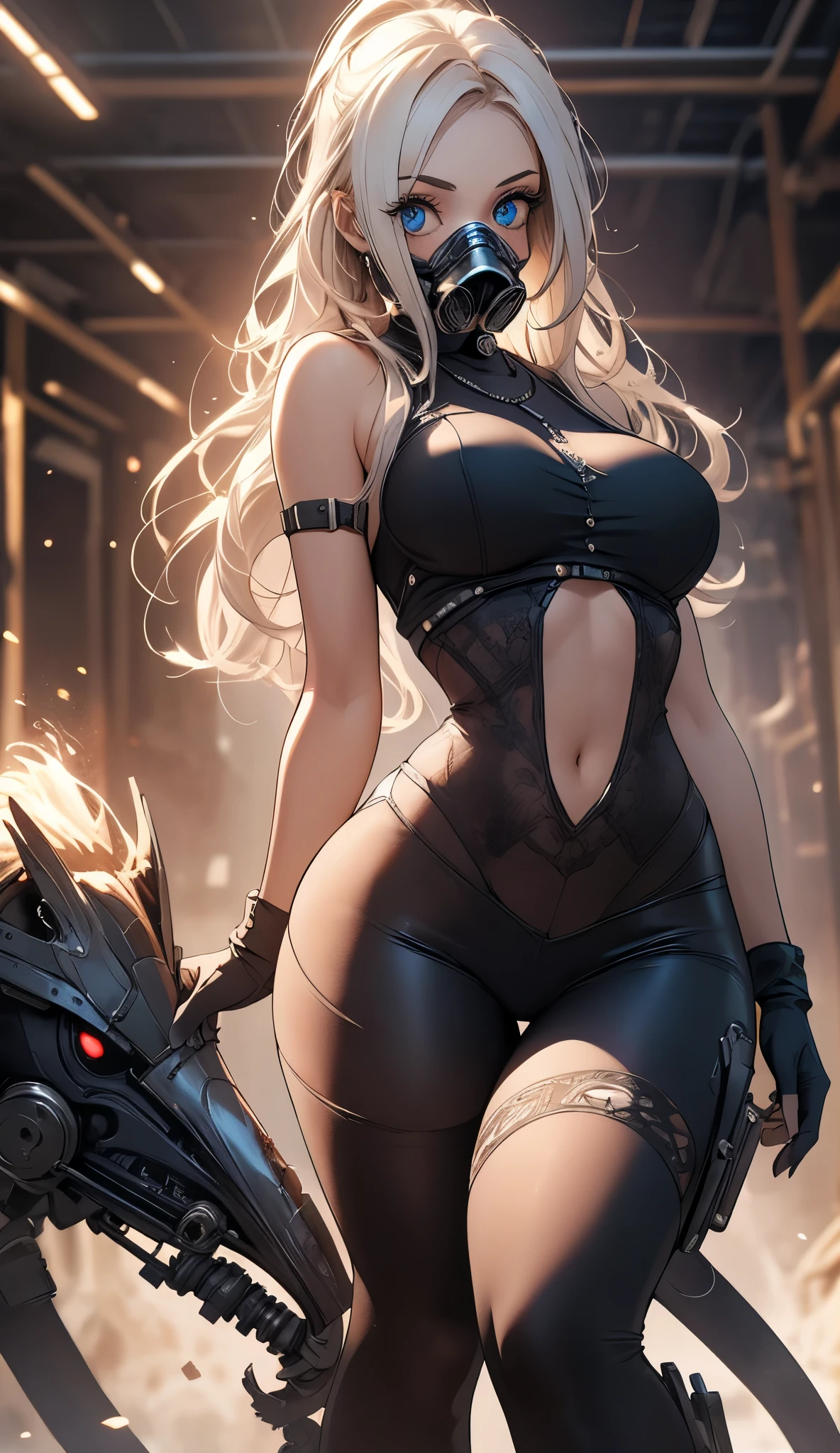 PERFECT MASTERPIECE, EXTREMELY DETAILED CG UNITY 8K UHD QUALITY RESOLUTION WALLPAPER, PHOTOREALISTIC, OFFICIAL ART, AWARD-WINNING PORTRAIT, DYNAMIC PROFESSIONAL CINEMATIC LIGHTING, RAW PHOTO, OCTANE RENDERING, The most beautiful and sexy steampunk girl, very long beautiful blonde hair, straight bangs, vibrant moonlight eyes, long detailed eyelashes, blushing, full pouting pink lips, shiny realistic skin, super huge enormously gigantic tits, cleavage showing, gigantic bursting out of her outfit, curvy body type, full hips, wearing highly detailed sexy post apocalyptic steampunk tactical gear and goggles, tons of tattoos and piercings, spreading her legs open arching her back in a sexy dynamic seductive slutty pose, looking at the viewer, close up pov camera view from below, sexy seductive slutty facial expression, metal fragments and debris blowing in the wind, post apocalyptic wasteland background