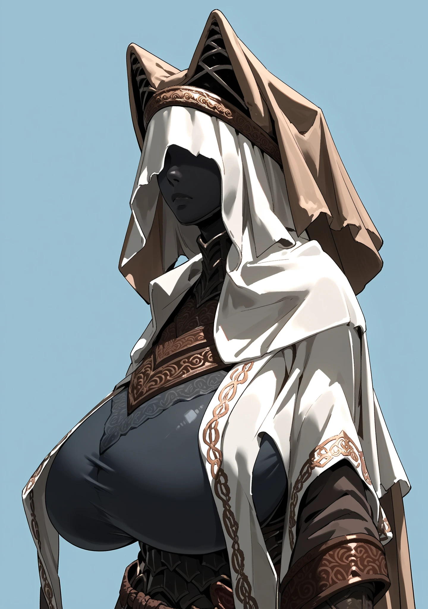 Masterpiece, digital 2D artwork,  Haitian woman, milf, cleavage, dress, voodoo, wide hips, solo, white headscarf, bone cross,volumetric lighting, highly detailed, hyper detailed face, perfect clear eyes, long eyelashes,  rays of light, anime style, 2D toon style,