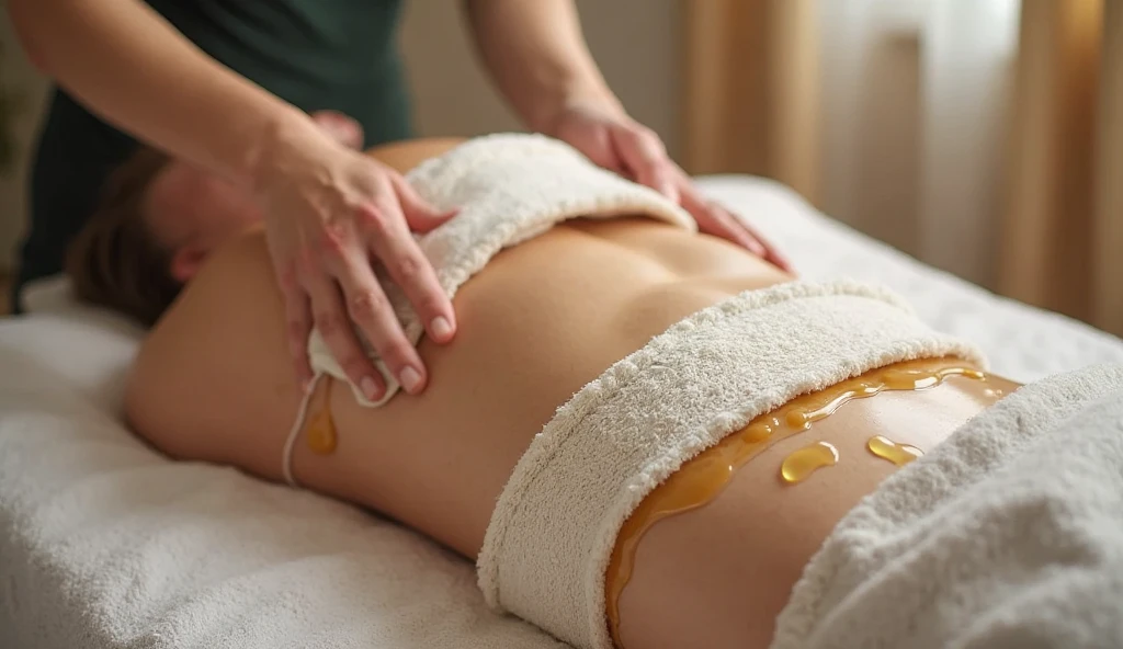 Woman receiving oil massage