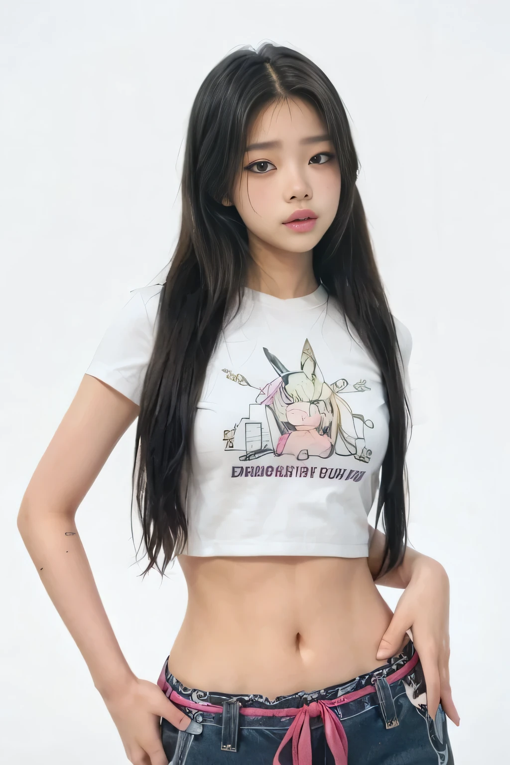 A captivating long-haired woman in white- her gaze holds secrets