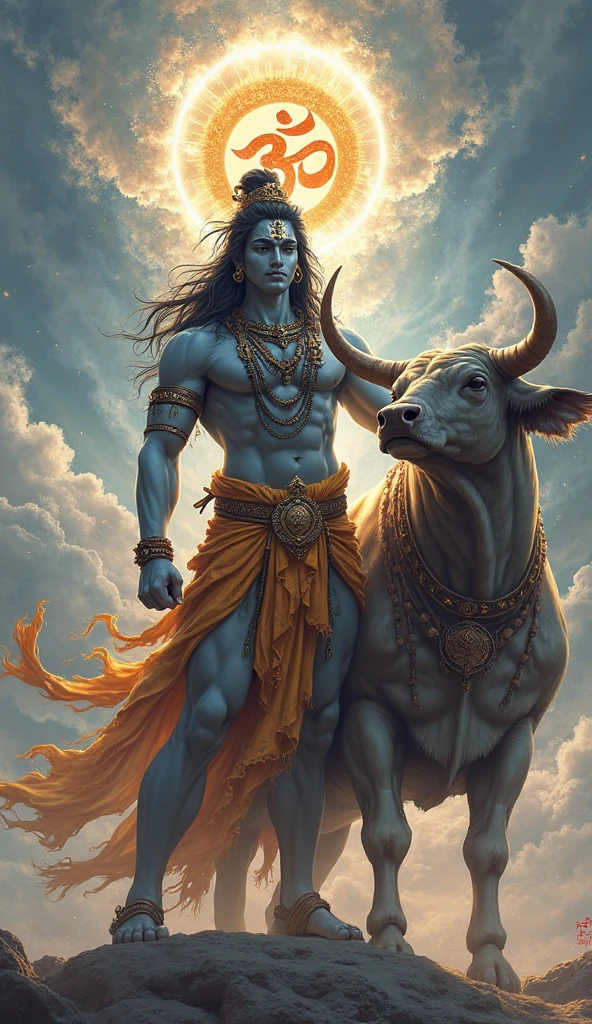 Cow with lord shiva in space & lord mahadev