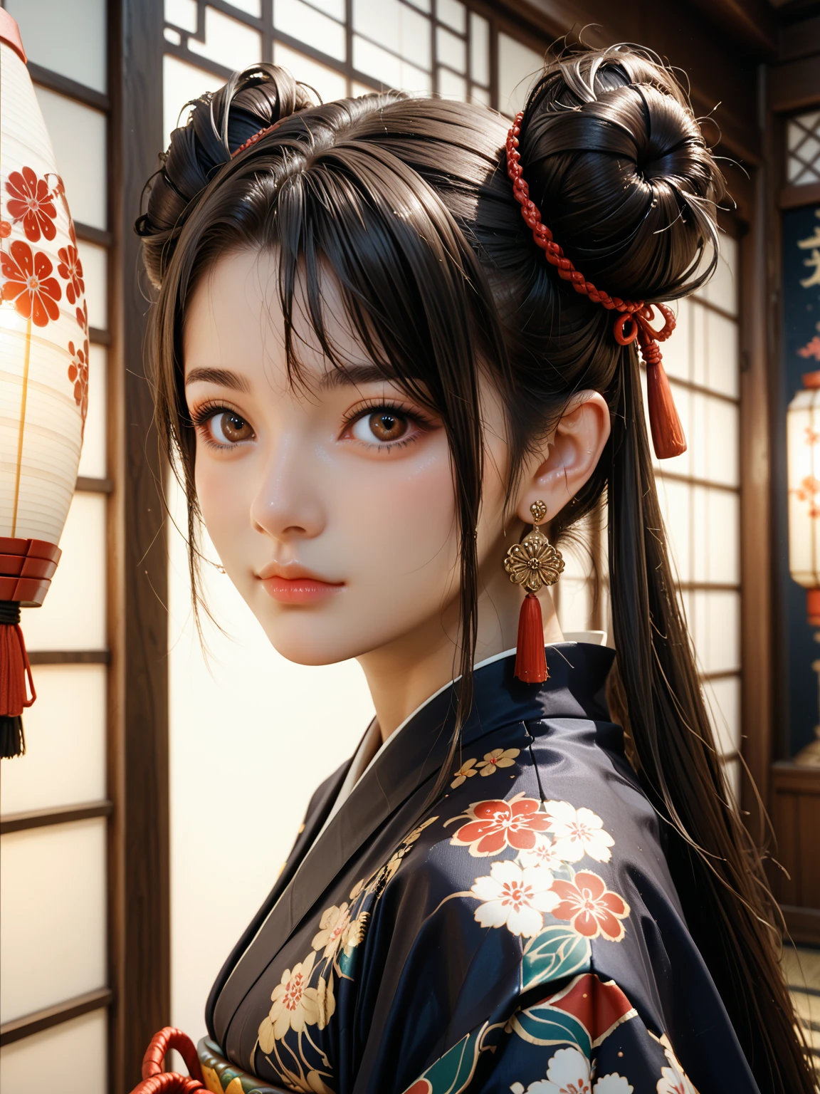 ((best best quality)), ((MasterPiece)), (Detail:1.4), 3D, A beautiful cyberpunk female image,HDR（high dynamic range）,RayTrace,nvidia rtx,The ultra-Resolution,Unreal 5,Subsurface scattering、pbr texturing、postprocessing、Anisotropic Filtering、depth offield、Maximum Clarity and Clarity、Many-Layer Textures、Albedo and Specular map、Surface coloring、Mitsu-Accurate simulation of material interactions、Perfect Scale、octanerendering、Two-colored light、large aperture、low ISO、white balance、Rule of Thirds、8K RAW、beautiful bright pupils，flowing robe，Fine pupils，Detailed face and eyes，Long Lashes，Blushlush，voluminous hair，Tender red lips