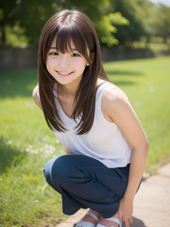 Reality,photo shoot、1 person Takako Zenba、15 years old、smile、
cute、Hairstyle up、
squat、White leotard、
pubic hair、Identity、Pussy、
