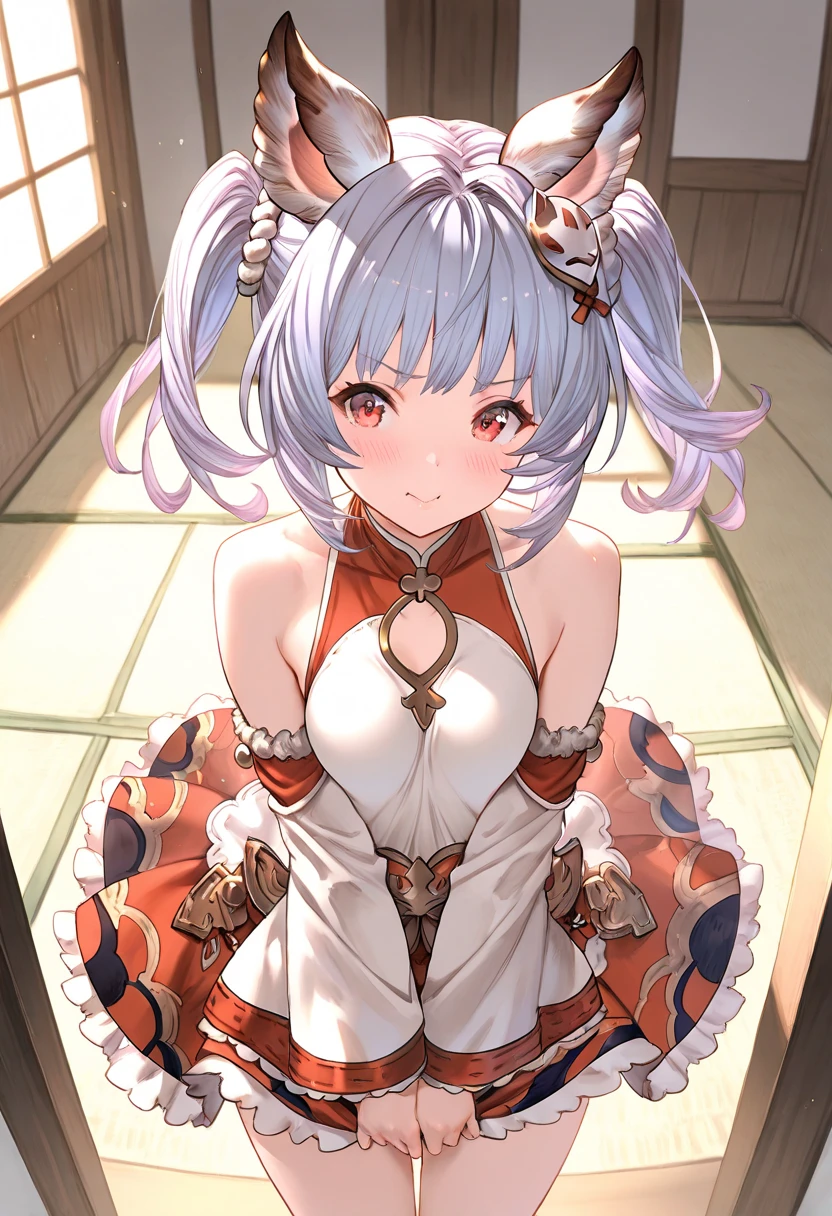 1girl,solo,super detailed skin,shiny skin,wet oily skin,tianzi, code geass ,embarrassed smile ,natural smile ,long hair,eyelashes,lips gloss,small breasts,beautifully shaped breasts,maid costume,frill maid,mini skirt ,cleavage cutout,model pose,room,,masterpiece,best quality,ultra detailed,high resolution,sharp focus,depth of field,