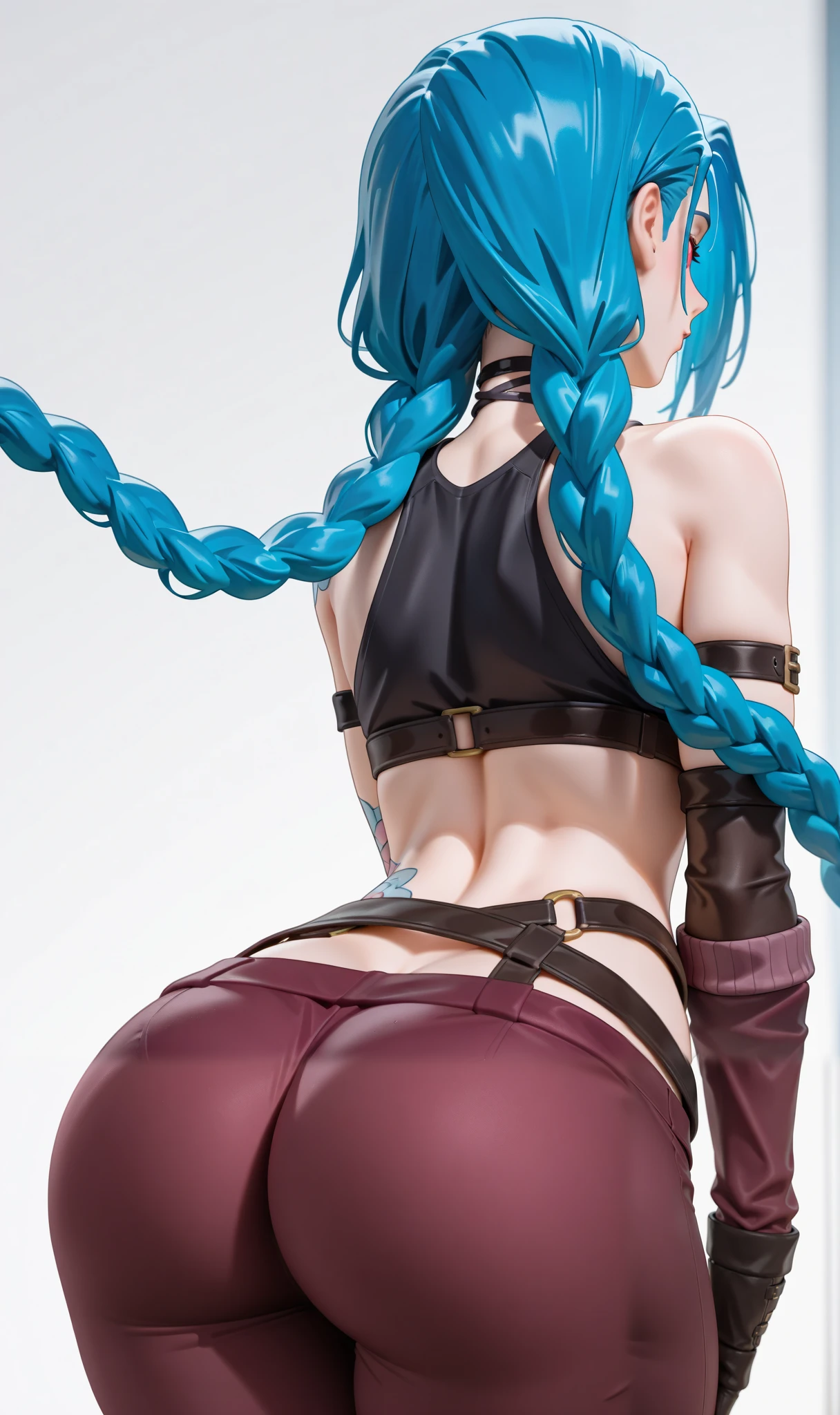 hatsune miku, naked, bent over, turned around showing her ass, small breasts