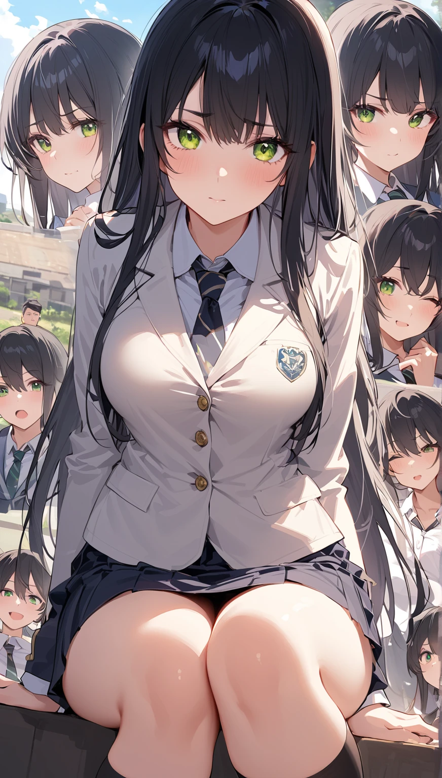 Highest quality,masterpiece,Nipples,Black Hair,class,Female teacher in her 40s,pubic hair,She gets naked and gives instructions to male students.,smile,calm,Fabric dividers,Beauty,Big