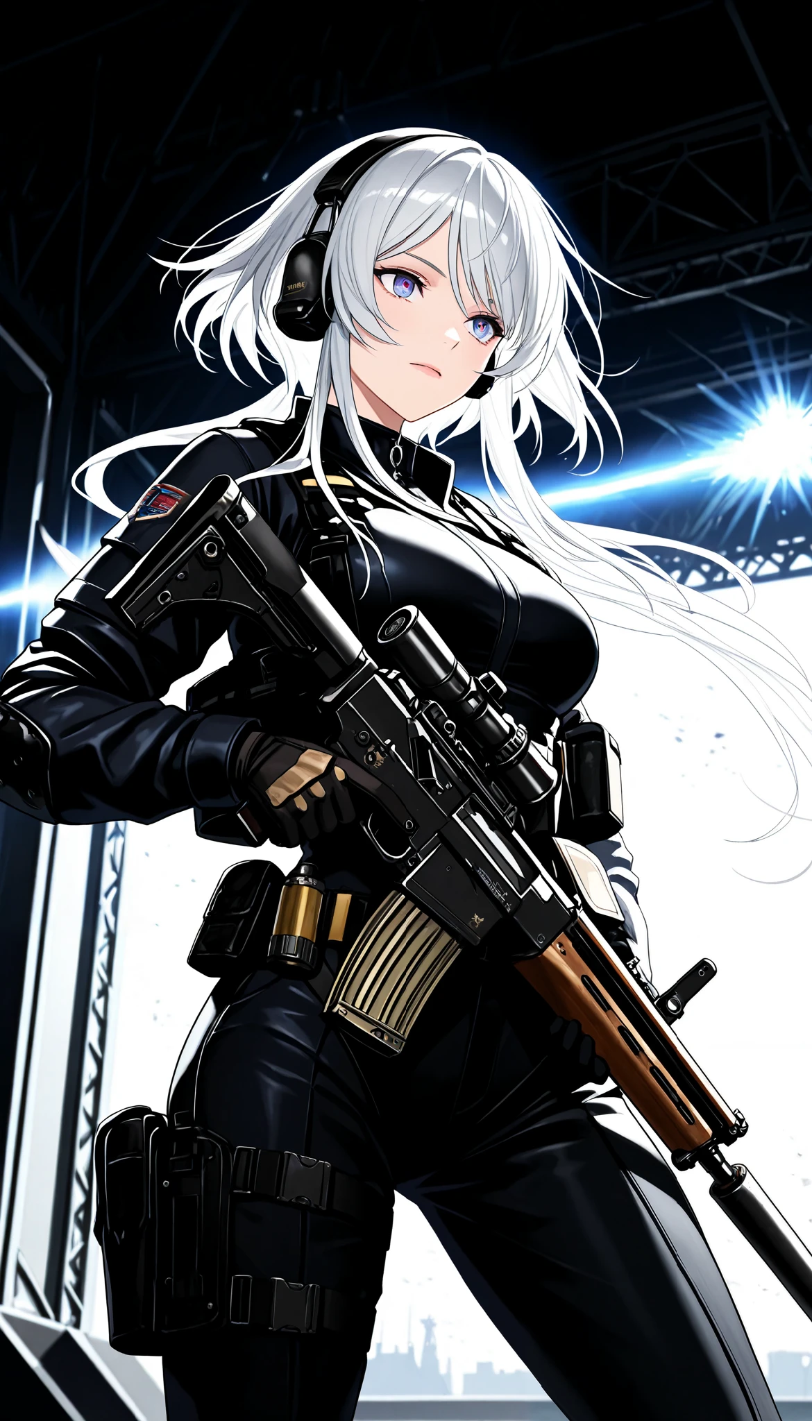 (masterpiece, Best Quality:1.2), 1 girl, Alone, \ characters "Atlas"\, combat motion with a gun, light manners to dodge bullets, stare at enemies and fight back, realistic bullets fired from powerful high-performance rifles, cinematic smoke stage, cool& beauty combat action,