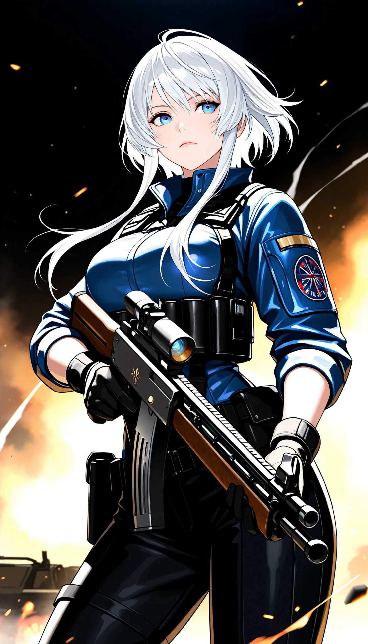 (masterpiece, Best Quality:1.2), 1 girl, Alone, \ characters "Atlas"\, combat motion with a gun, light manners to dodge bullets, stare at enemies and fight back, realistic bullets fired from powerful high-performance rifles, cinematic smoke stage, cool& beauty combat action,